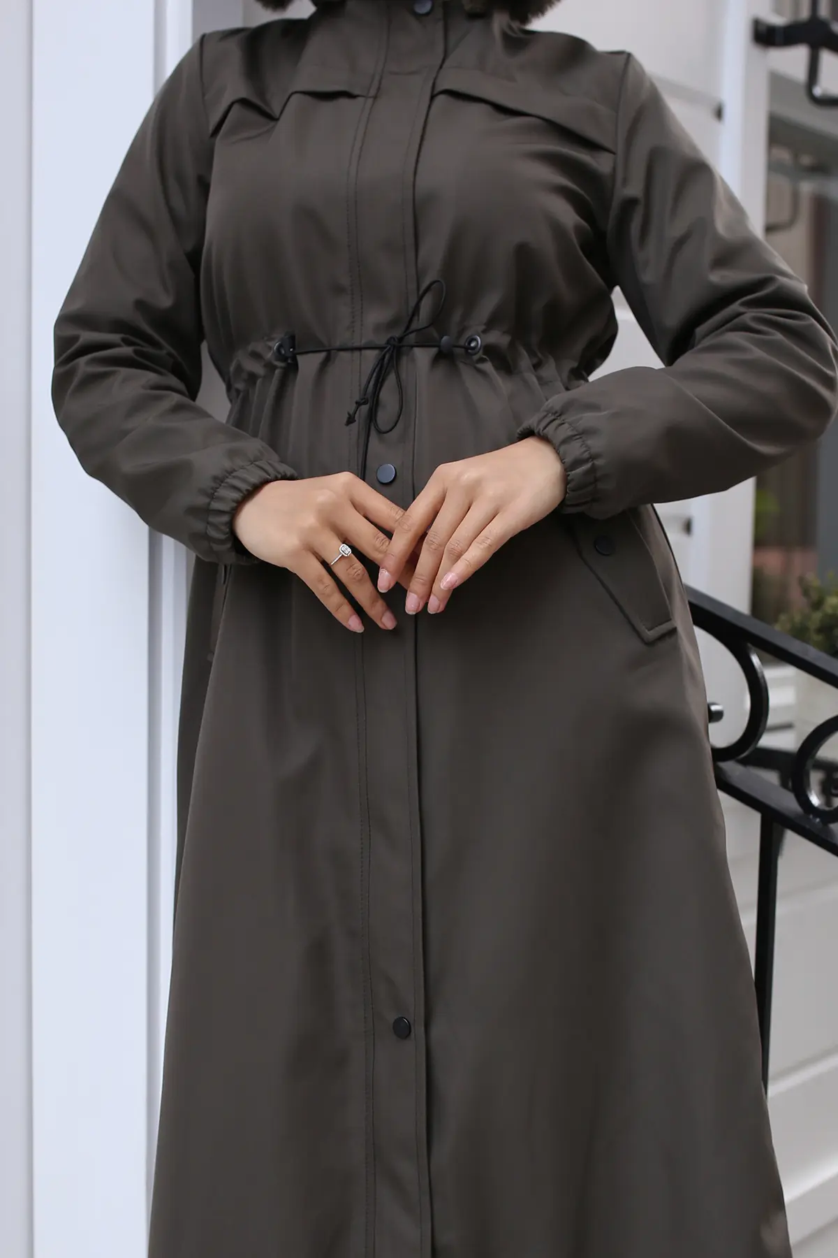 Long Bondite Coat With Plush Inside And Fur Collar-detail