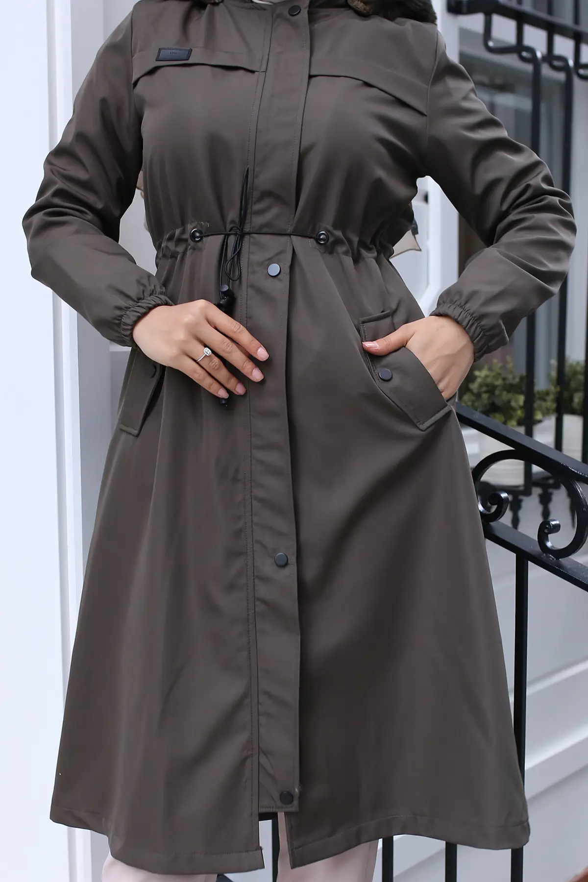 Bondite Coat With Plush Inside And Fur Collar-detail