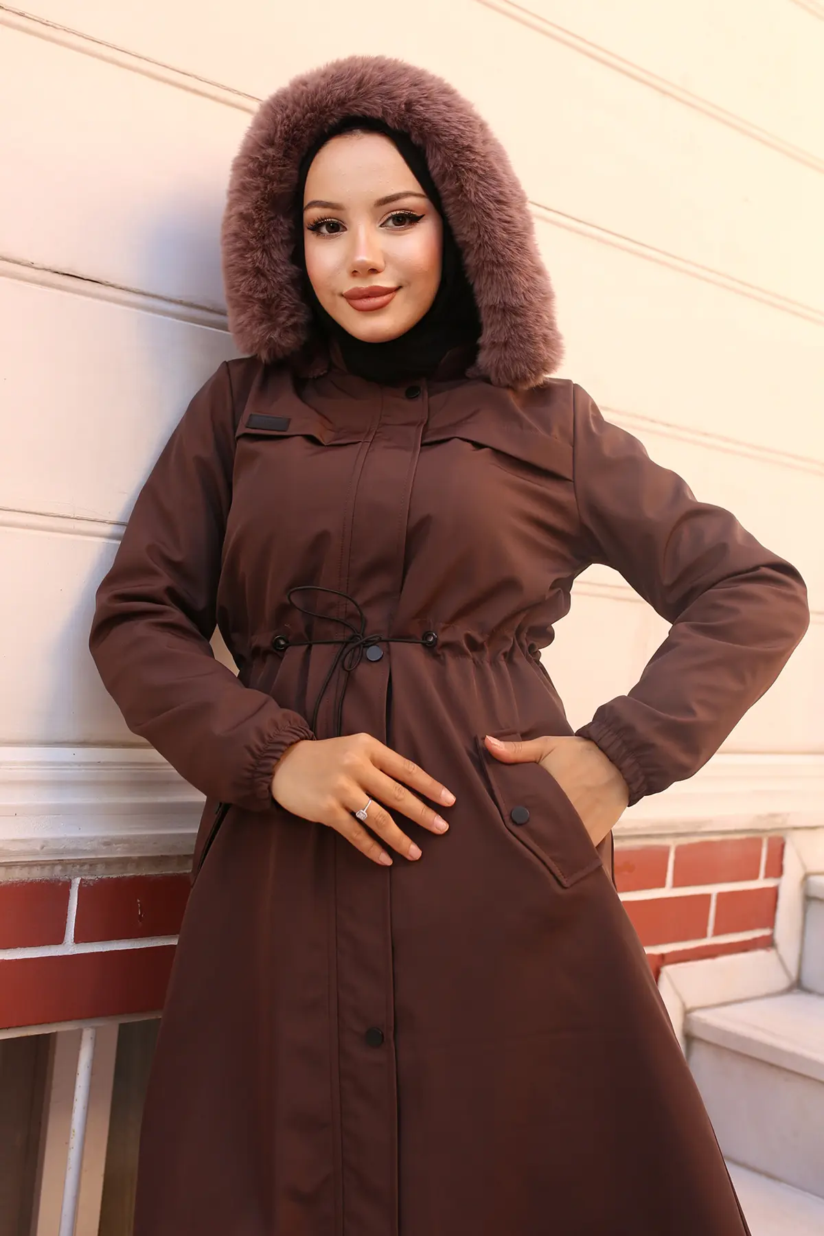 Bondite Coat With Plush Inside And Fur Collar-detail