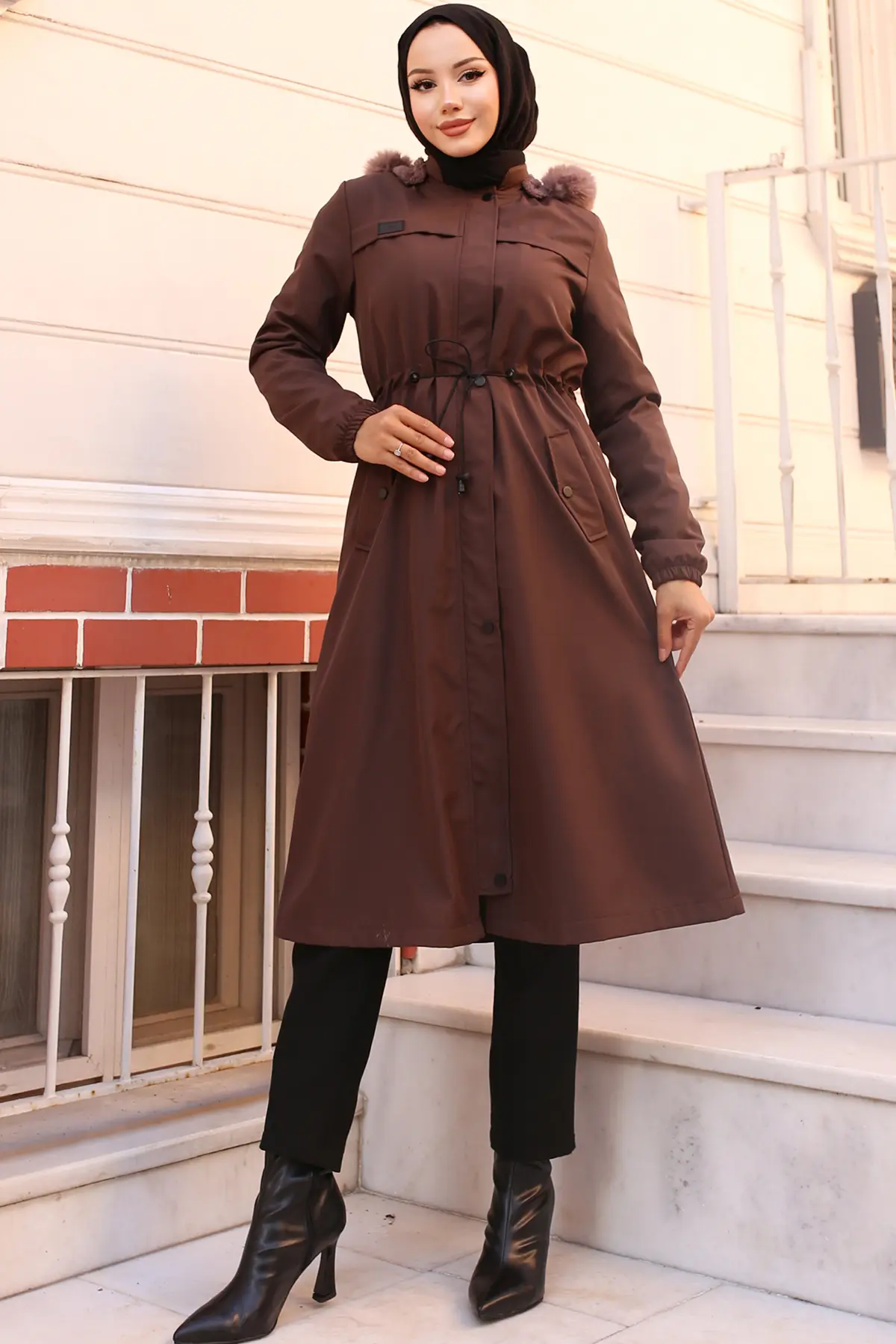 Bondite Coat With Plush Inside And Fur Collar-detail