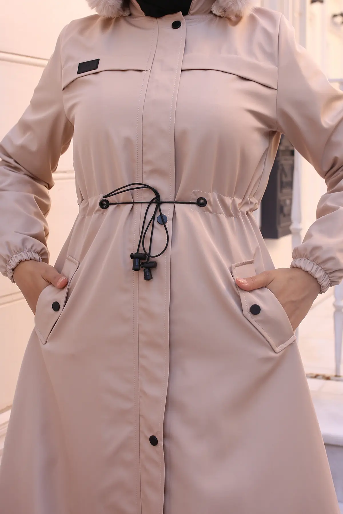 Bondite Coat With Plush Inside And Fur Collar-detail