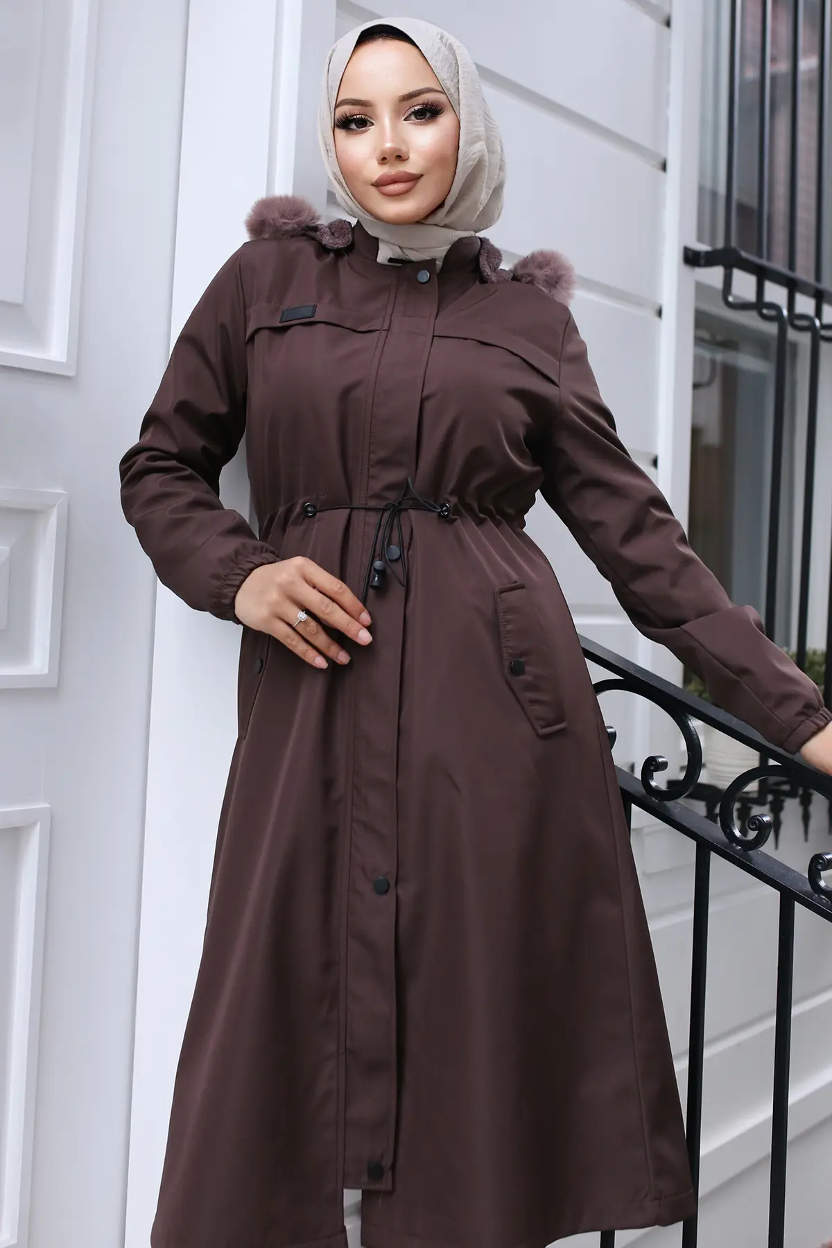 Bondite Coat With Plush Inside And Fur Collar-detail
