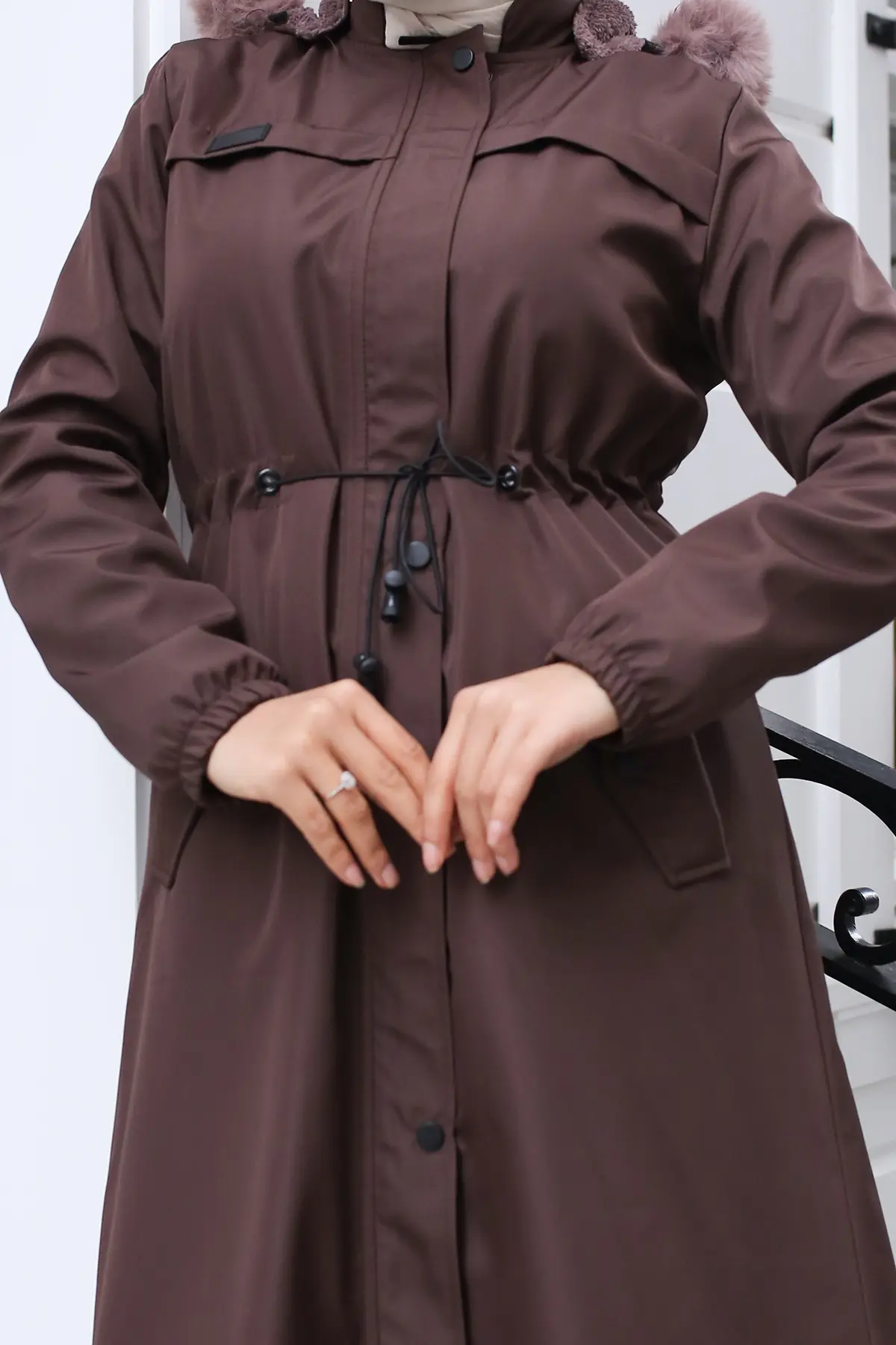 Bondite Coat With Plush Inside And Fur Collar-detail