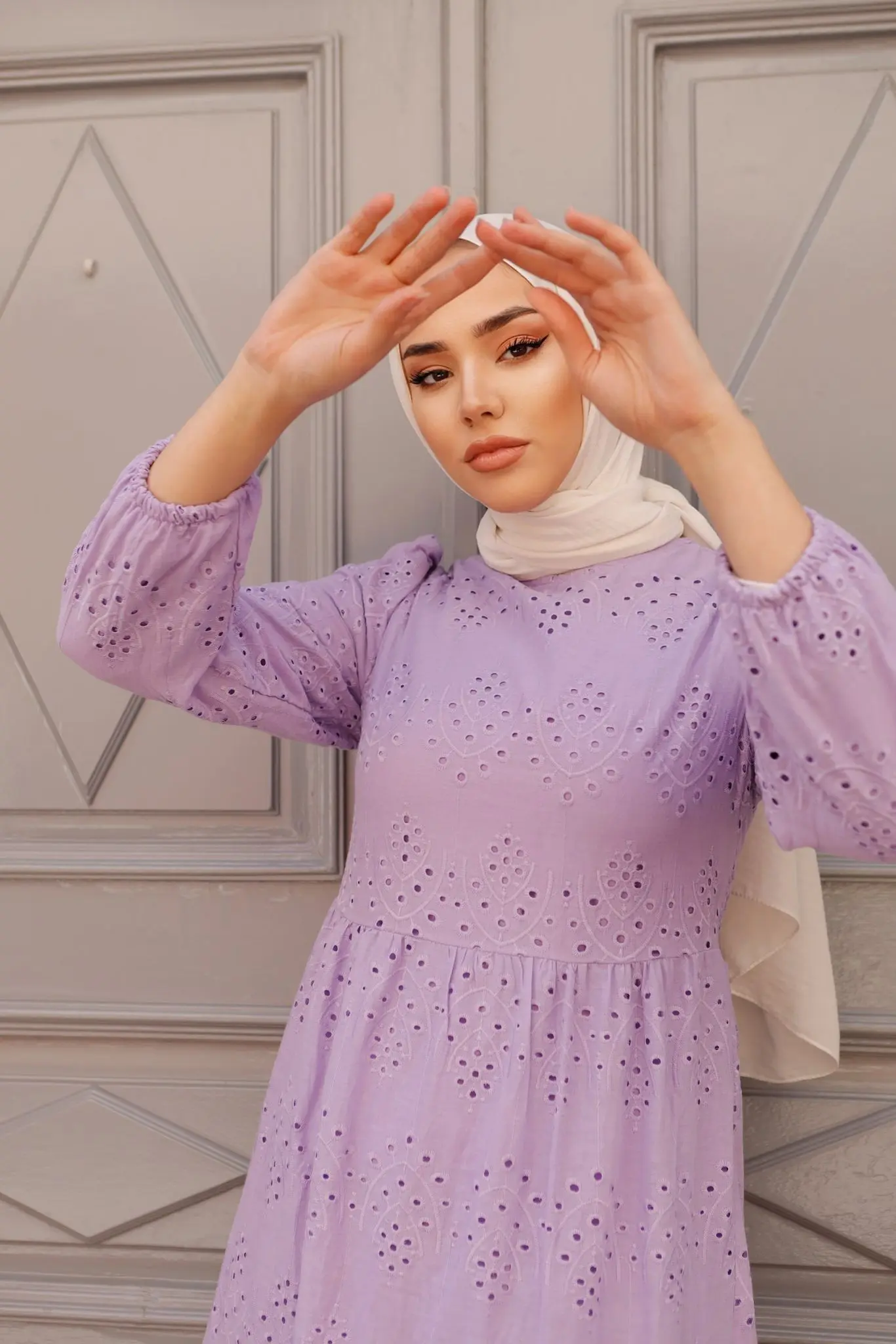 1073 Dantelli Elbise Lila-detail