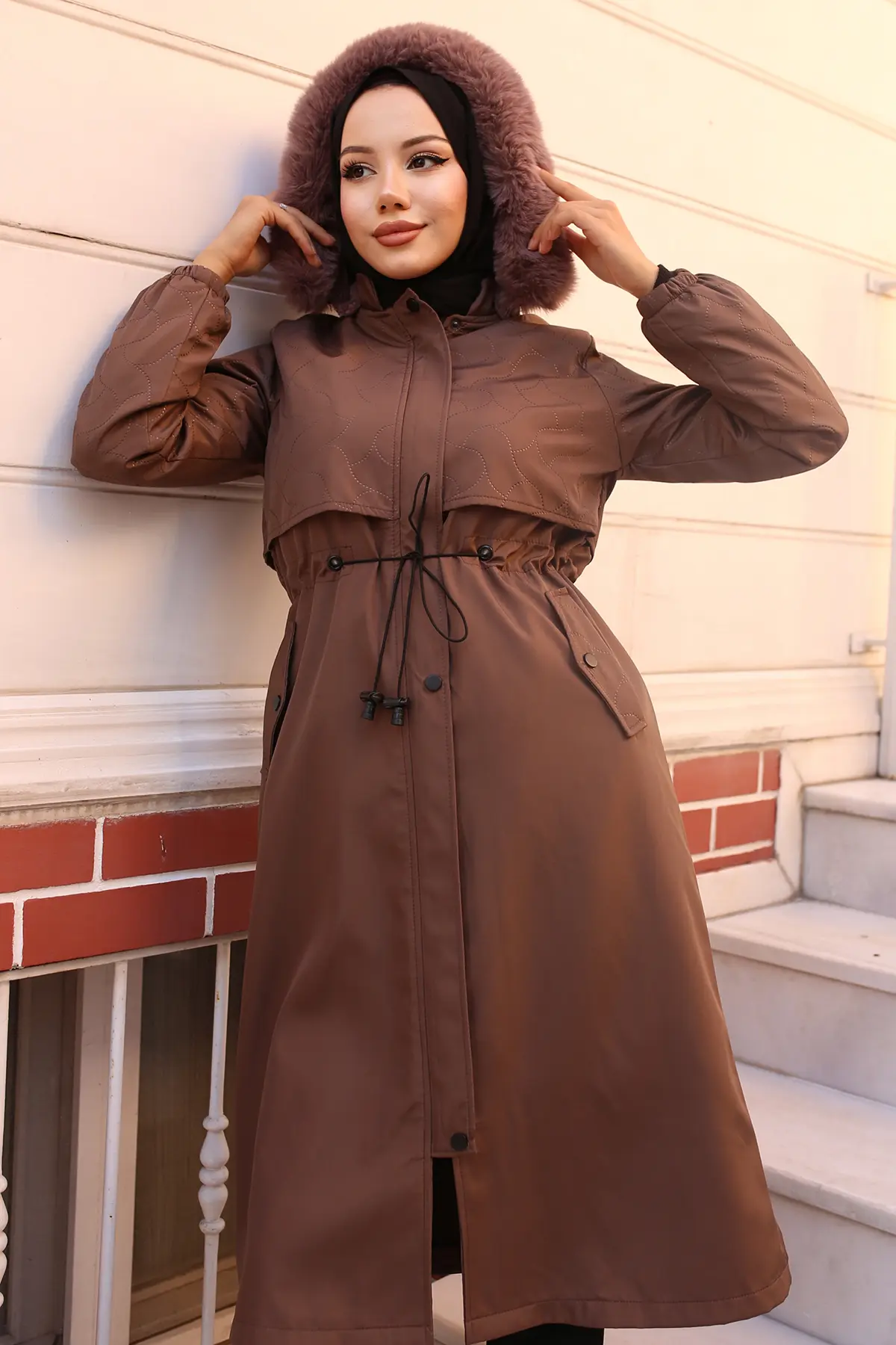 Bondite Coat With Plush Inside And Fur Collar-detail