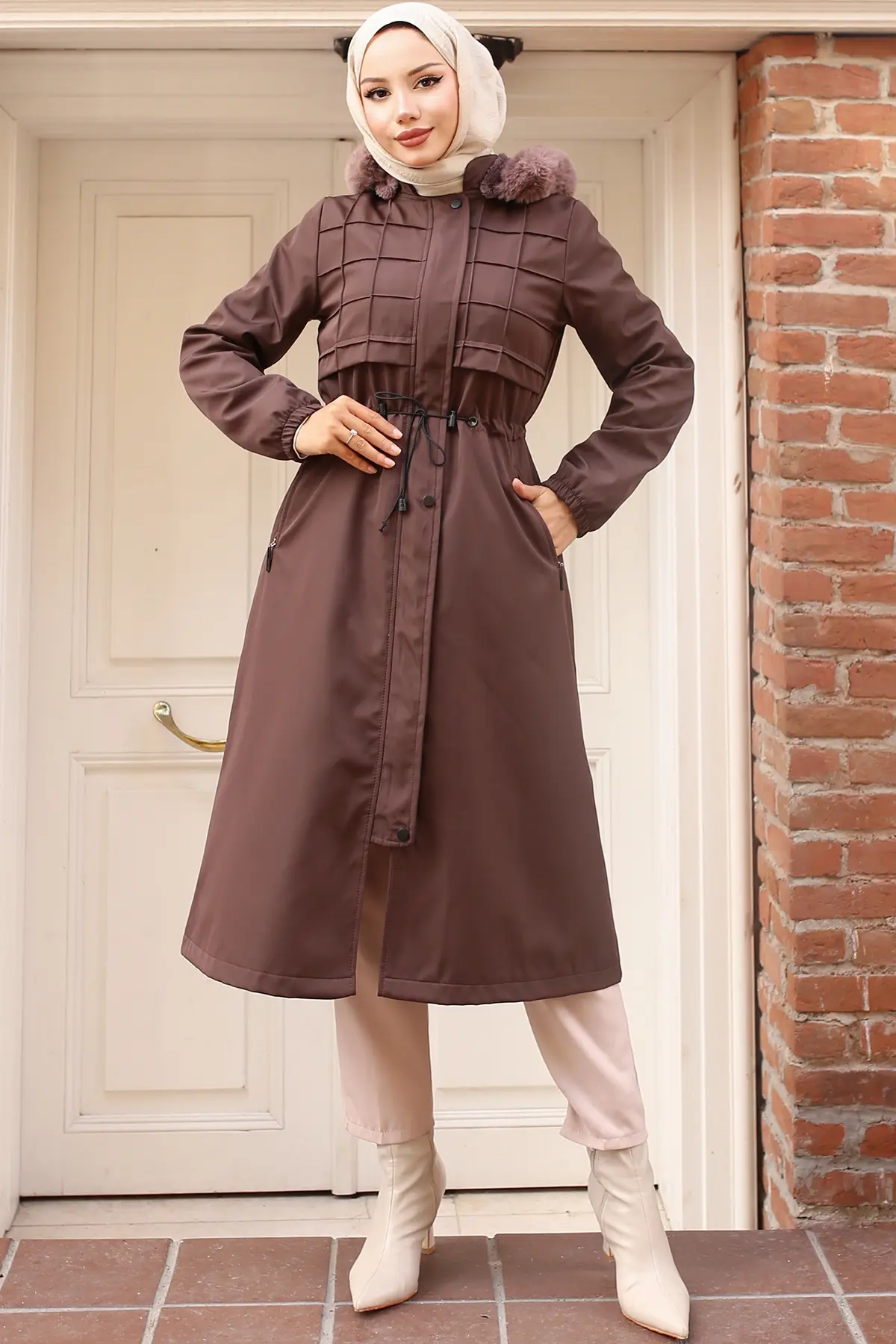 Bondite Coat With Plush Inside And Fur Collar-detail