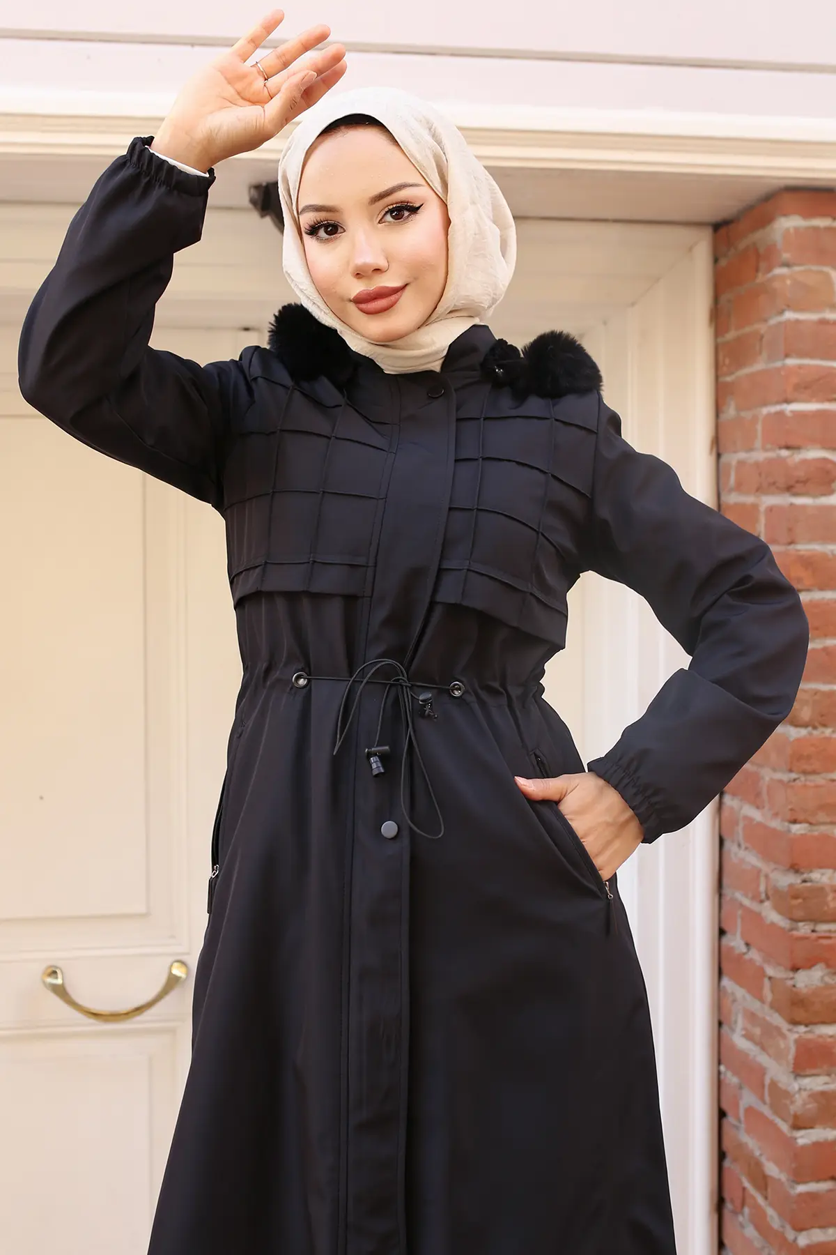 Bondite Coat With Plush Inside And Fur Collar-detail