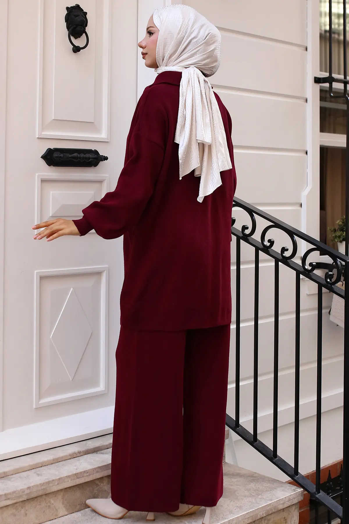 Knitwear Suit With Zipper Detailed Collar-detail