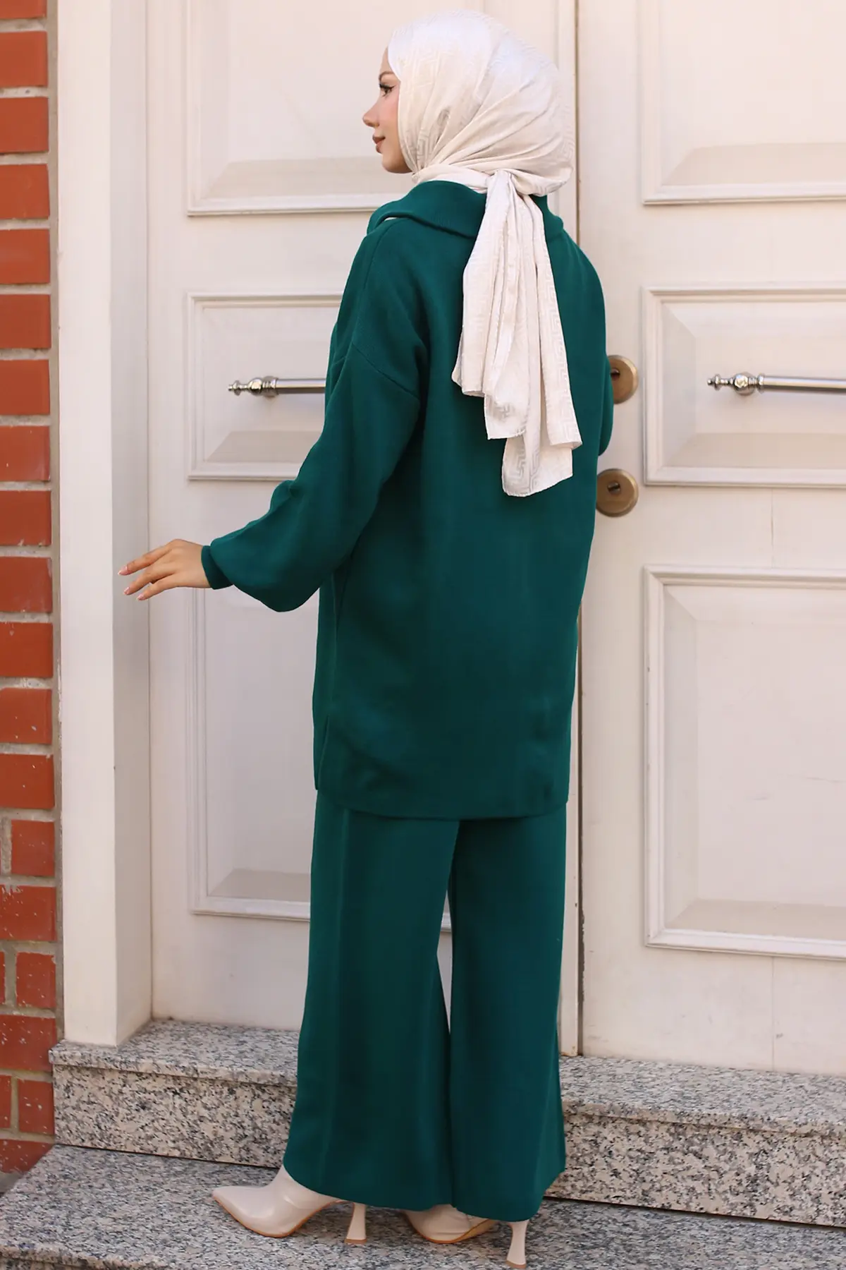 Knitwear Suit With Zipper Detailed Collar-detail