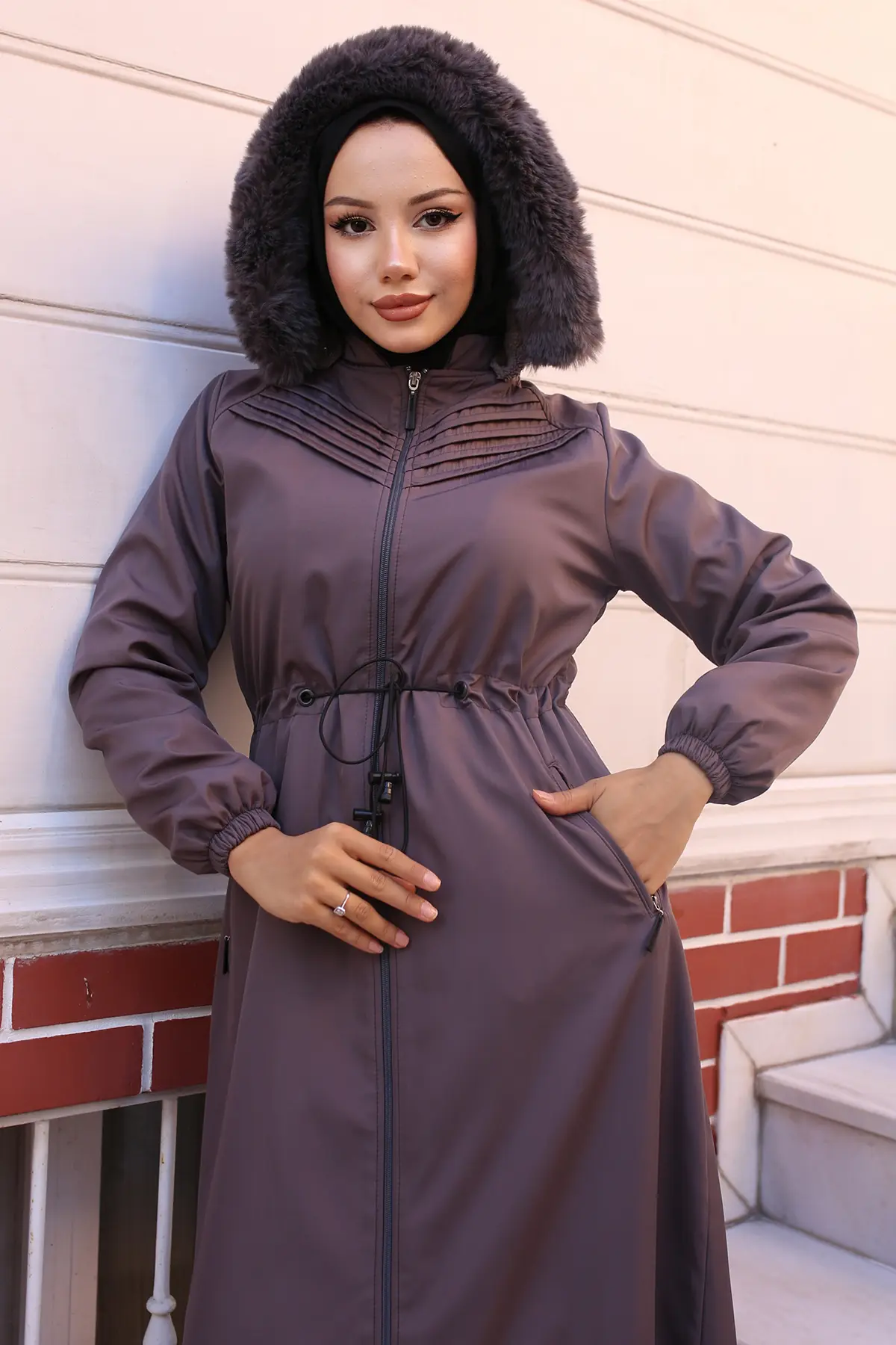 Ribbed Bondite Coat-detail