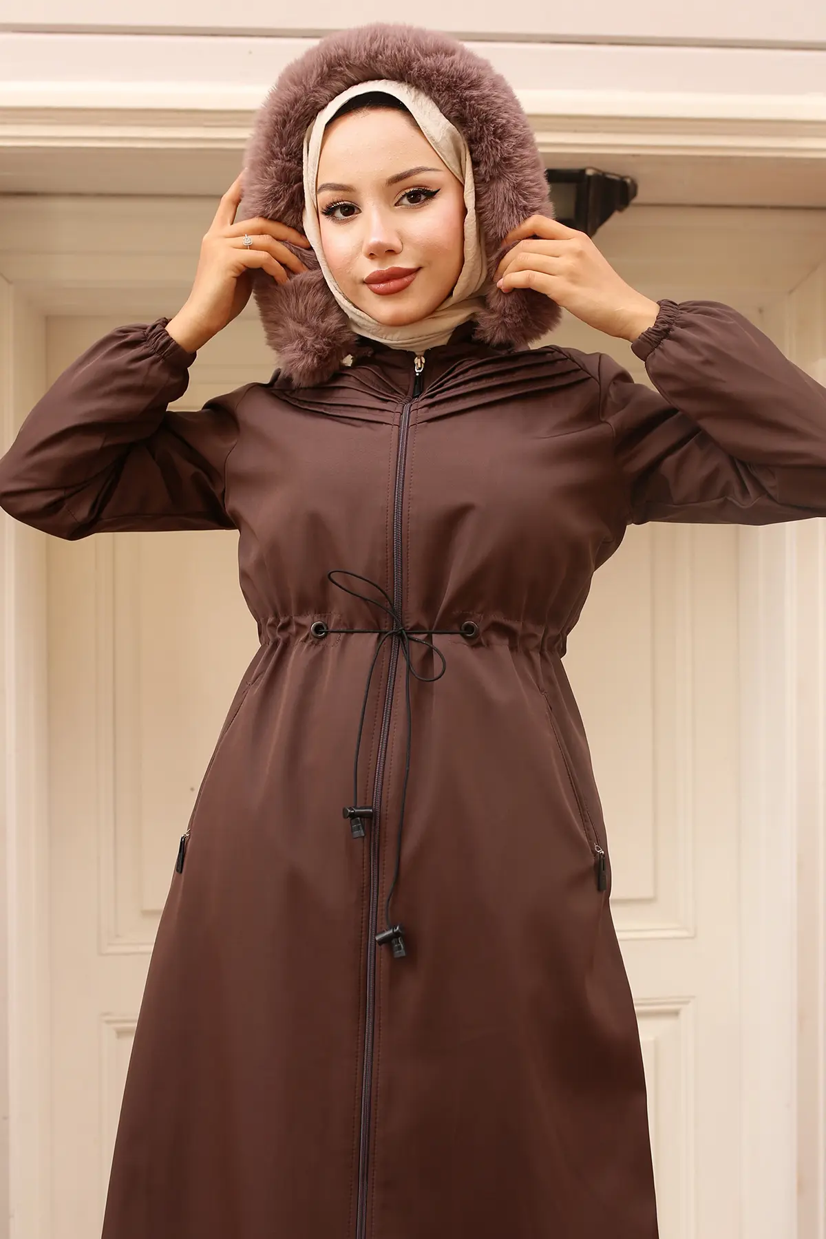 Ribbed Bondite Coat-detail