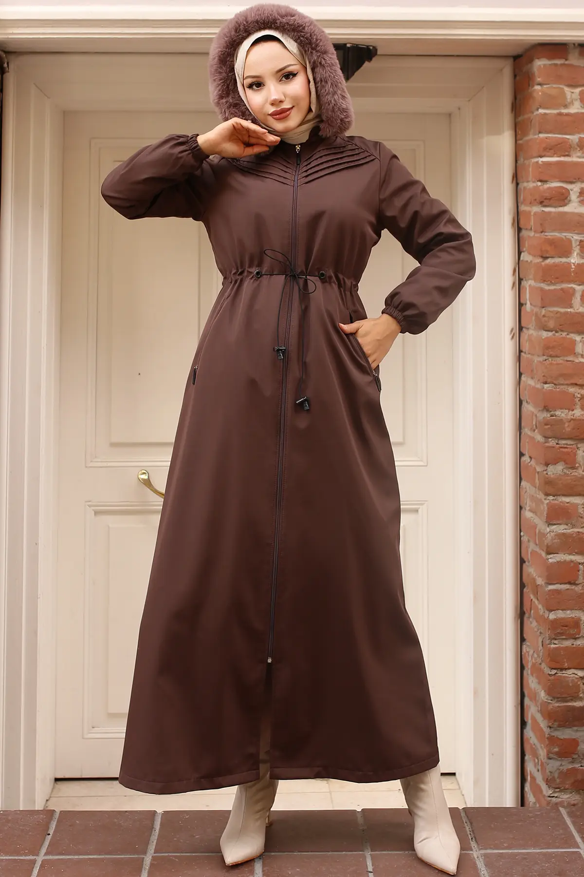 Ribbed Bondite Coat-detail