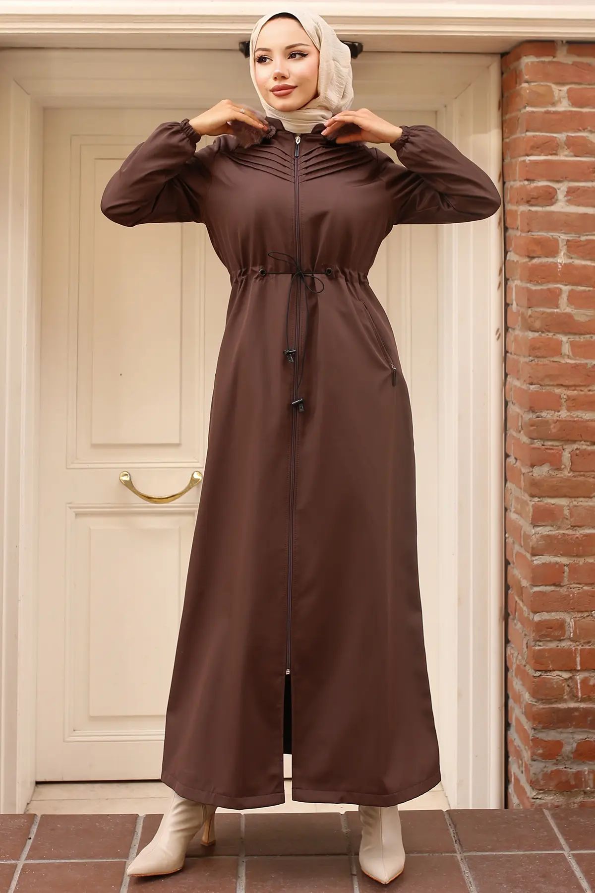 Ribbed Bondite Coat-detail