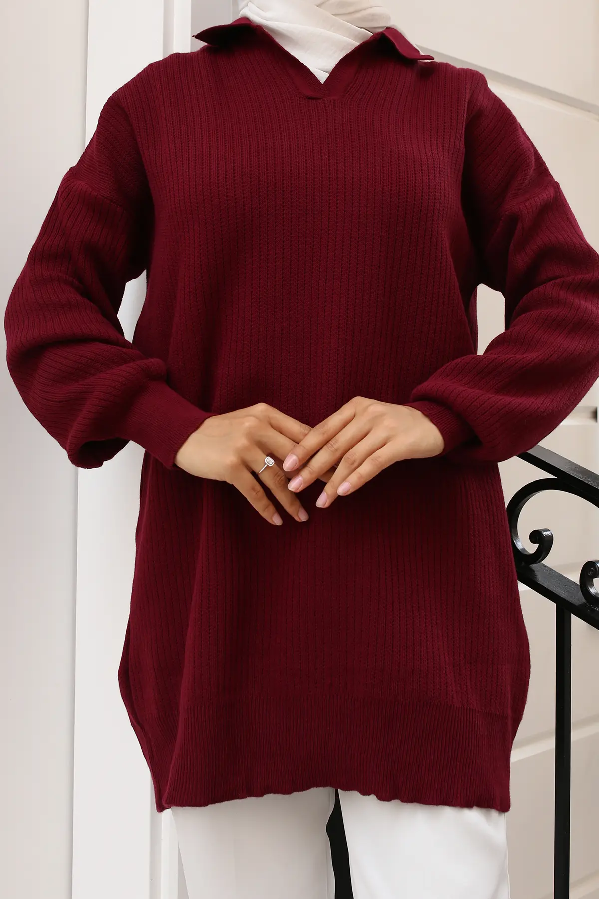 Ribbed Knitwear Tunic-detail
