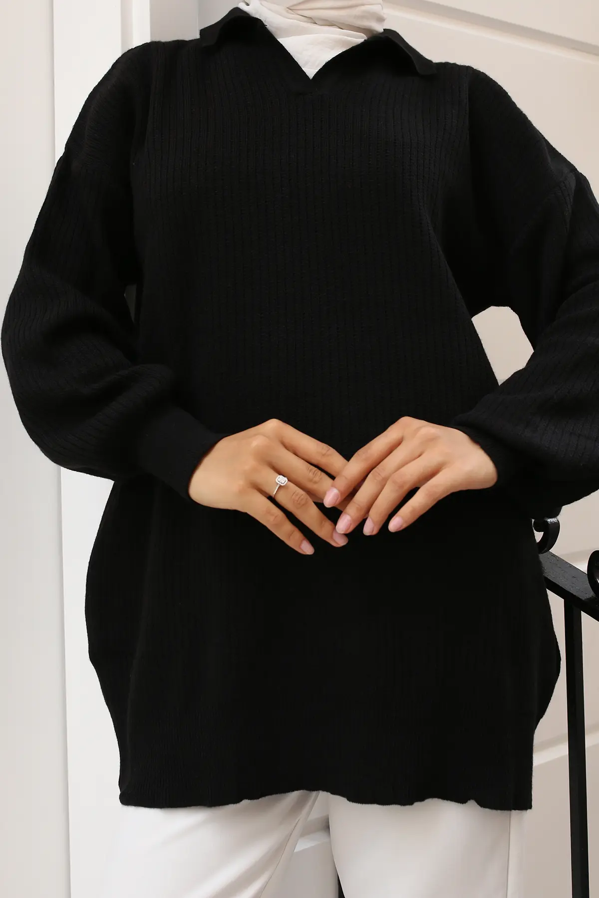 Ribbed Knitwear Tunic-detail