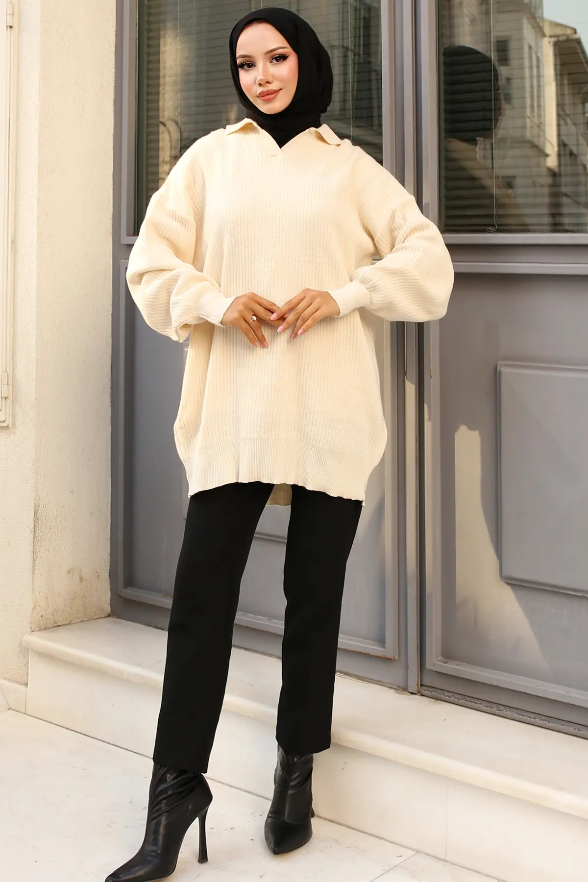 Ribbed Knitwear Tunic-detail