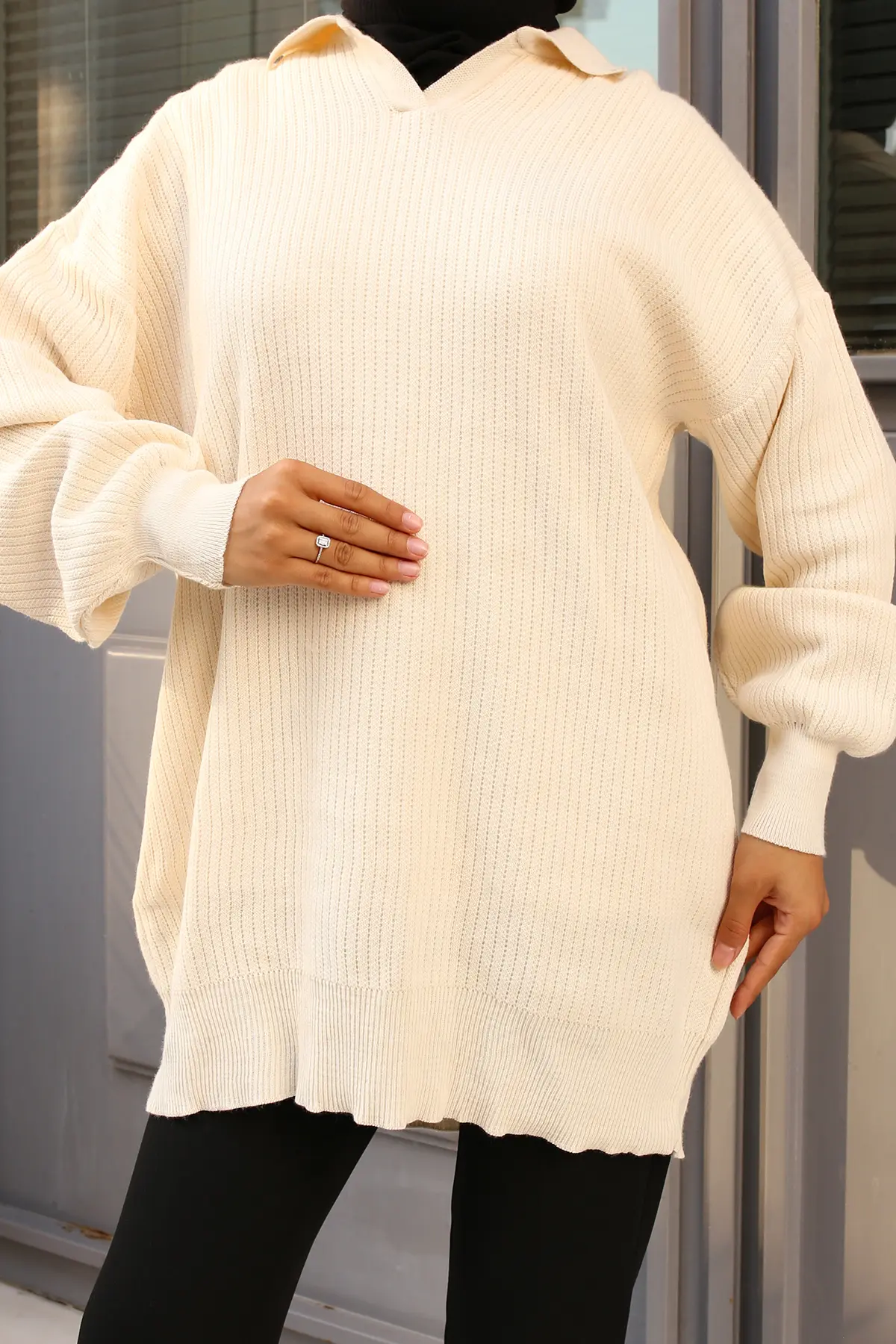 Ribbed Knitwear Tunic-detail