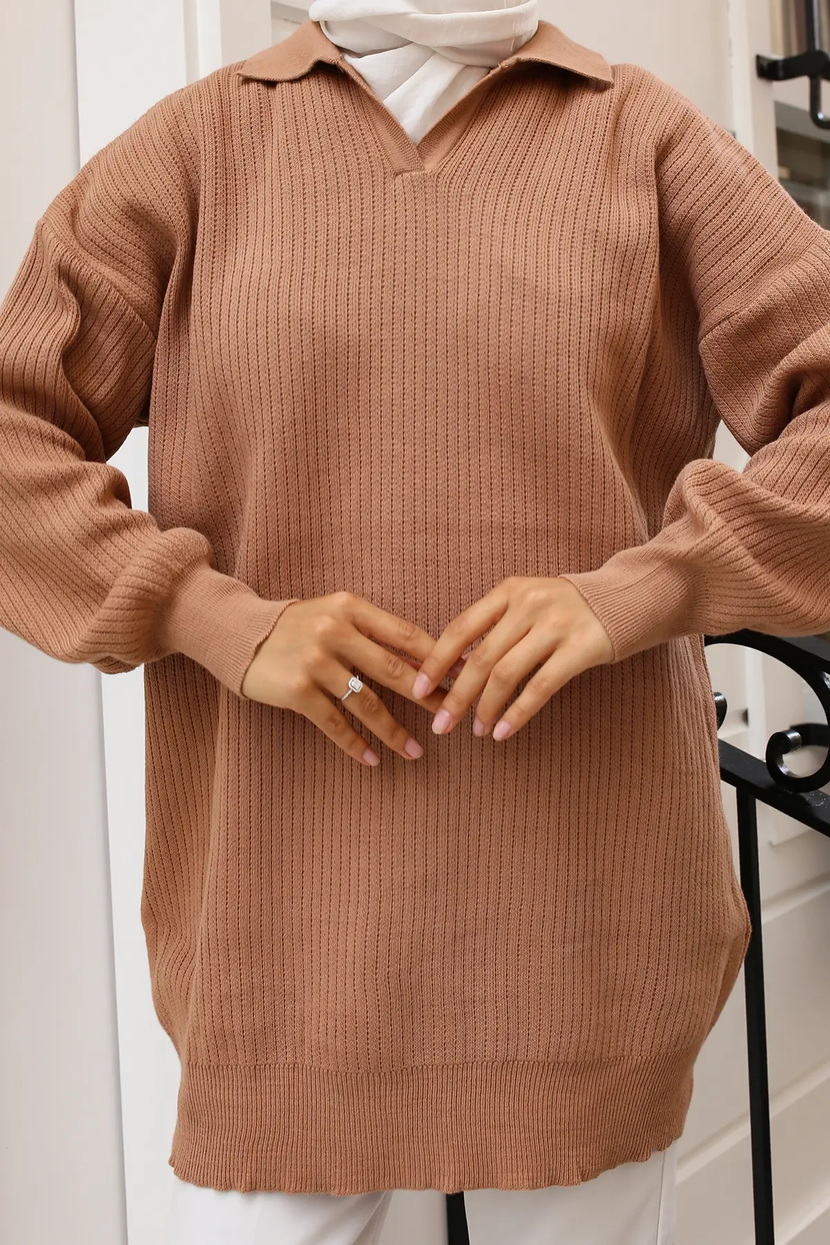 Ribbed Knitwear Tunic-detail