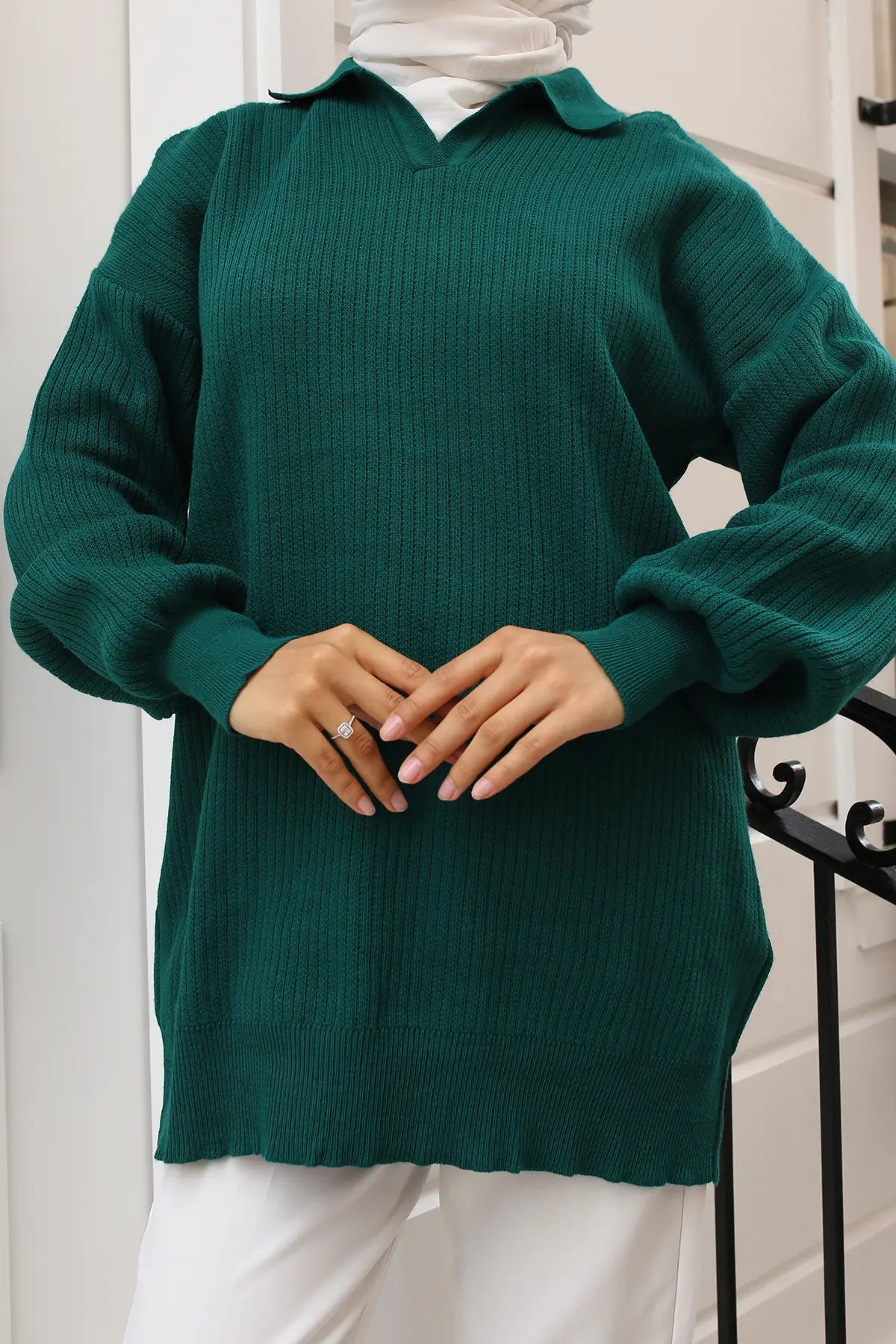 Ribbed Knitwear Tunic-detail