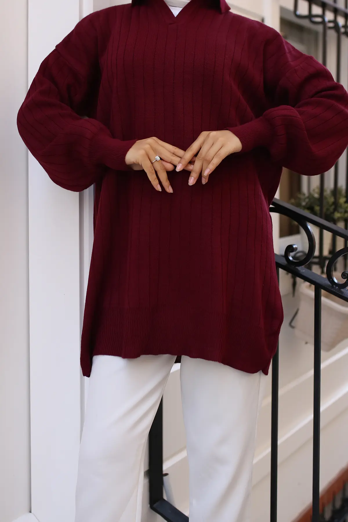 Ribbed Knitwear Tunic-detail