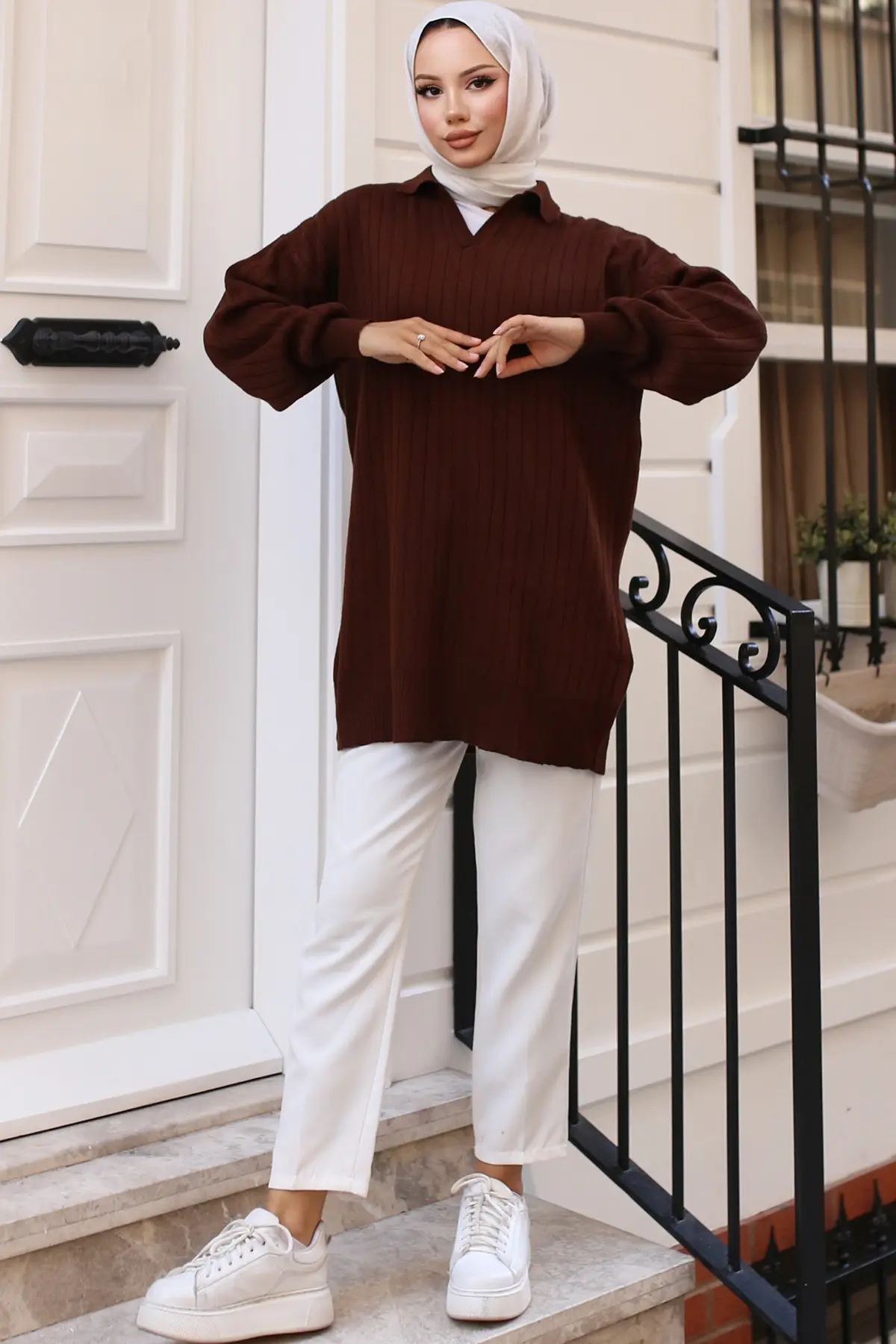 Ribbed Knitwear Tunic-detail