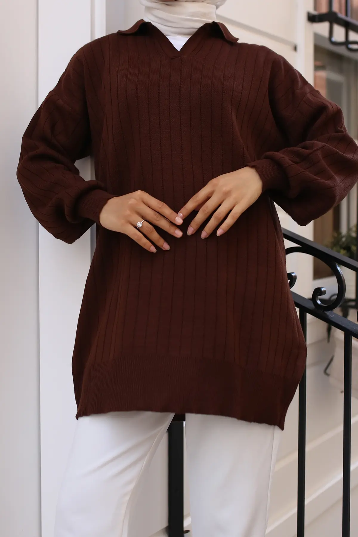 Ribbed Knitwear Tunic-detail