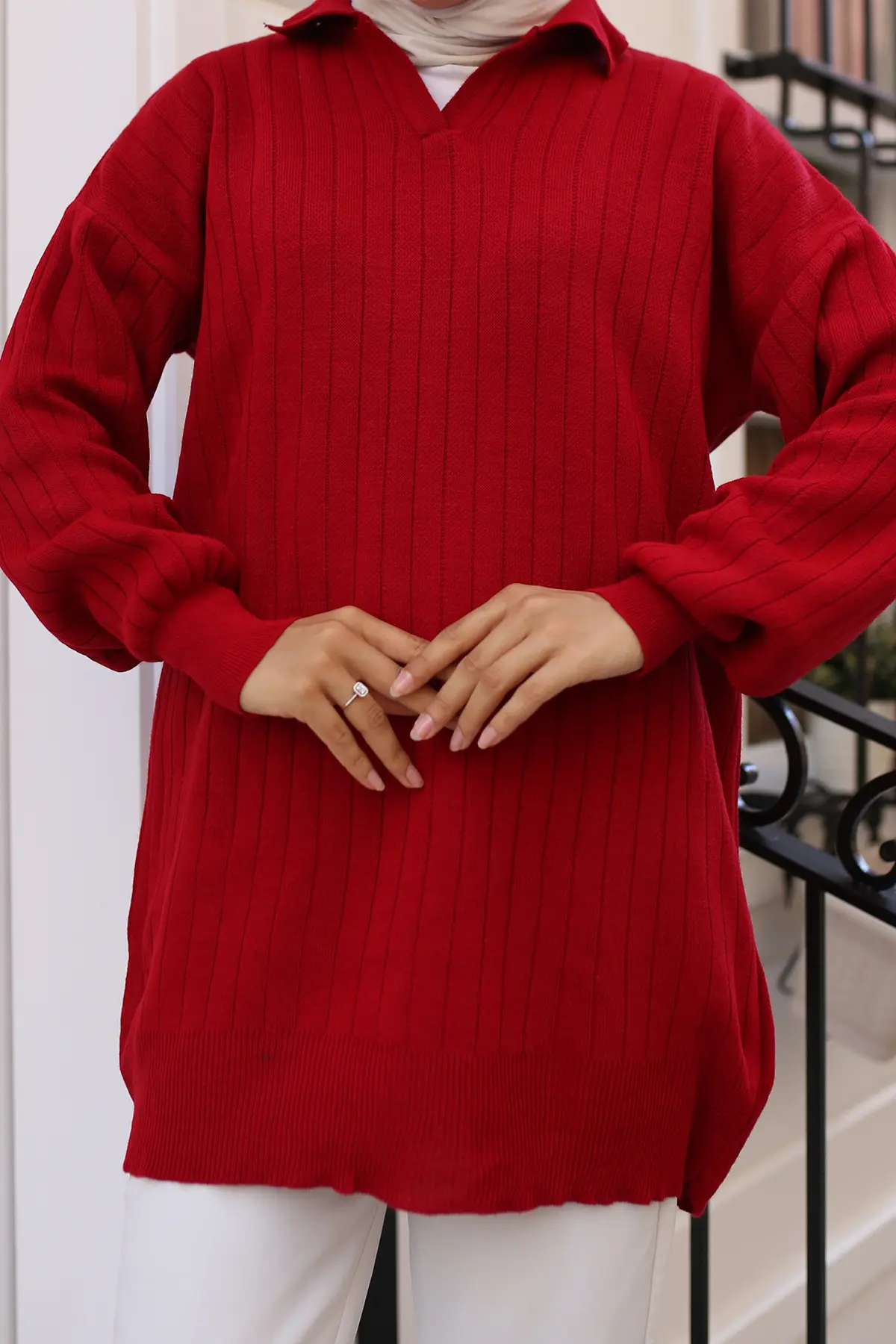 Ribbed Knitwear Tunic-detail