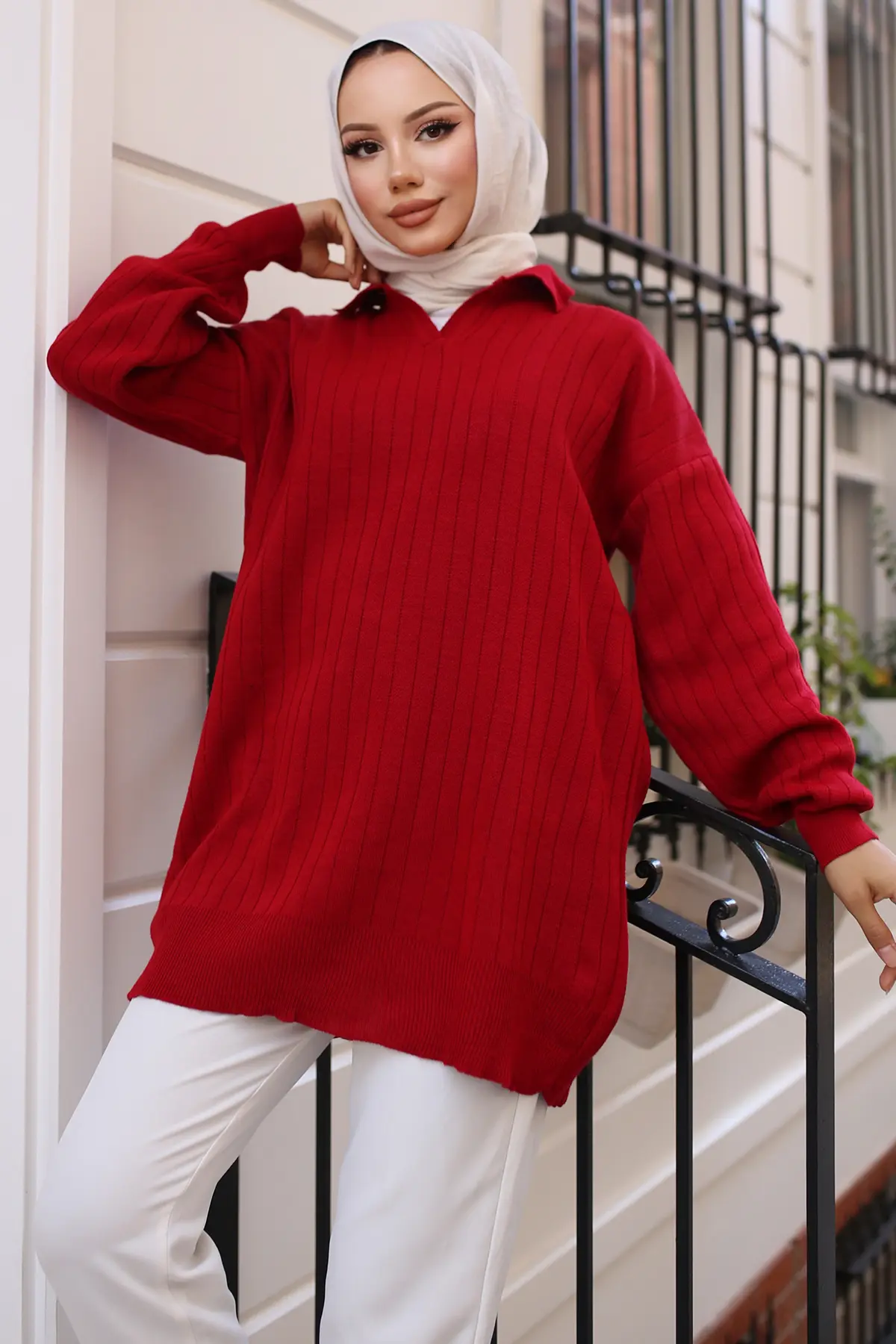 Ribbed Knitwear Tunic-detail