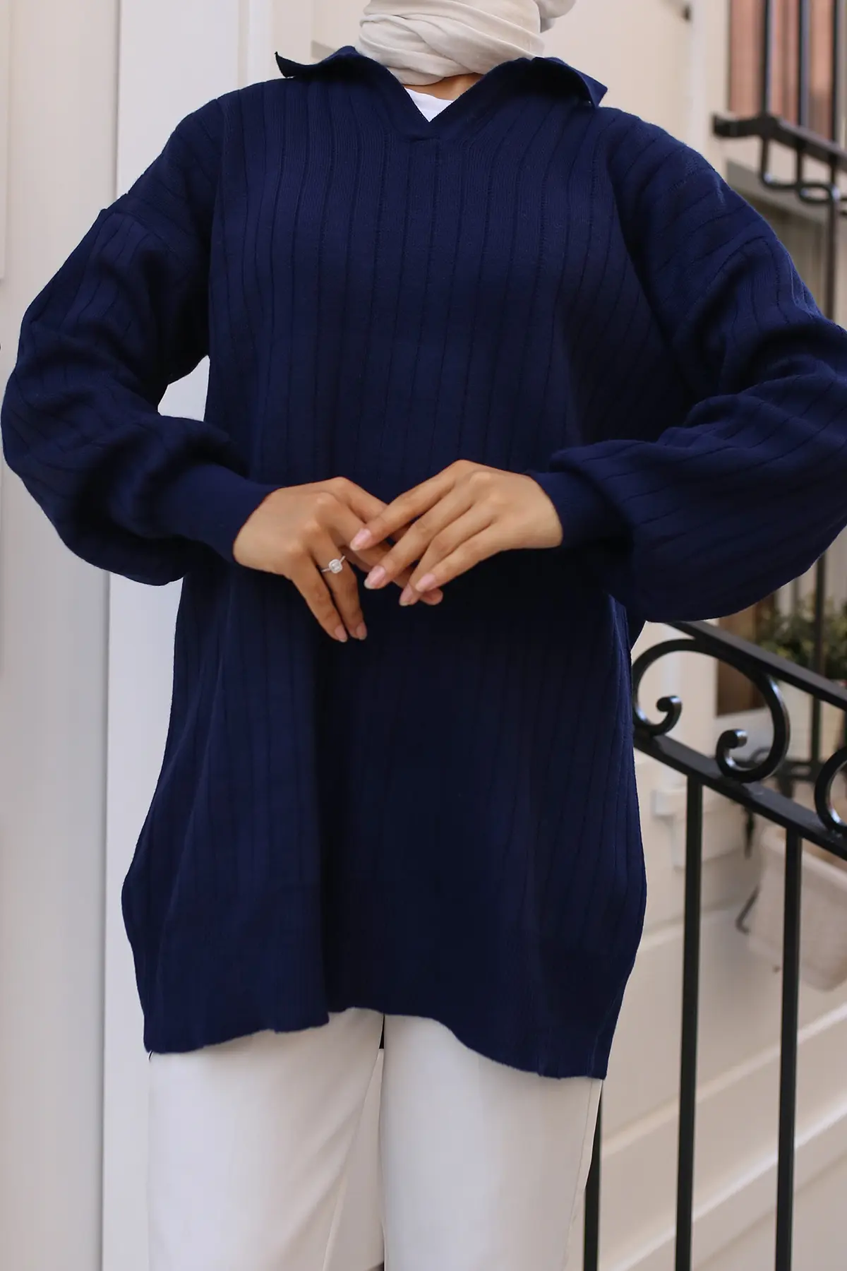 Ribbed Knitwear Tunic-detail