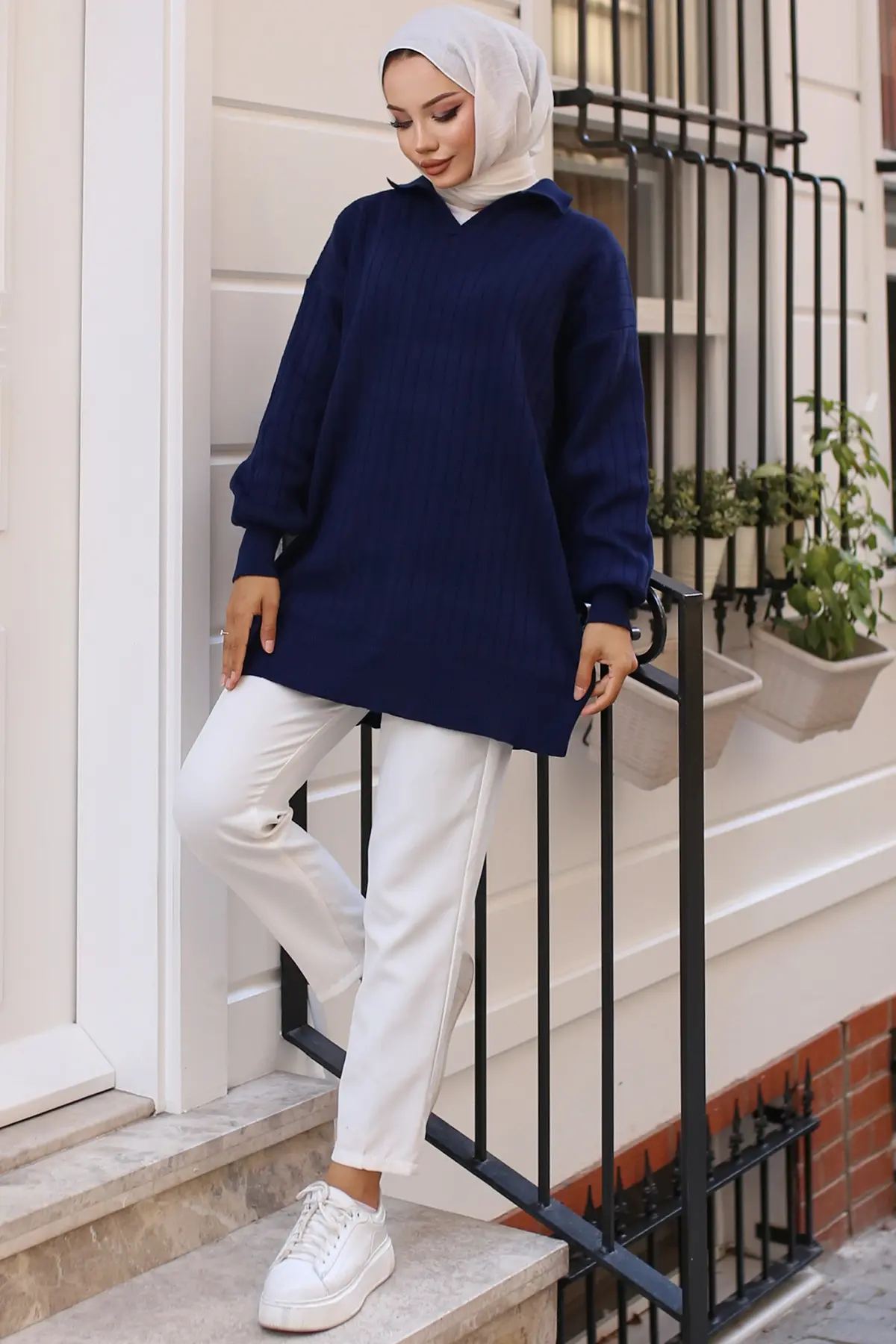 Ribbed Knitwear Tunic-detail