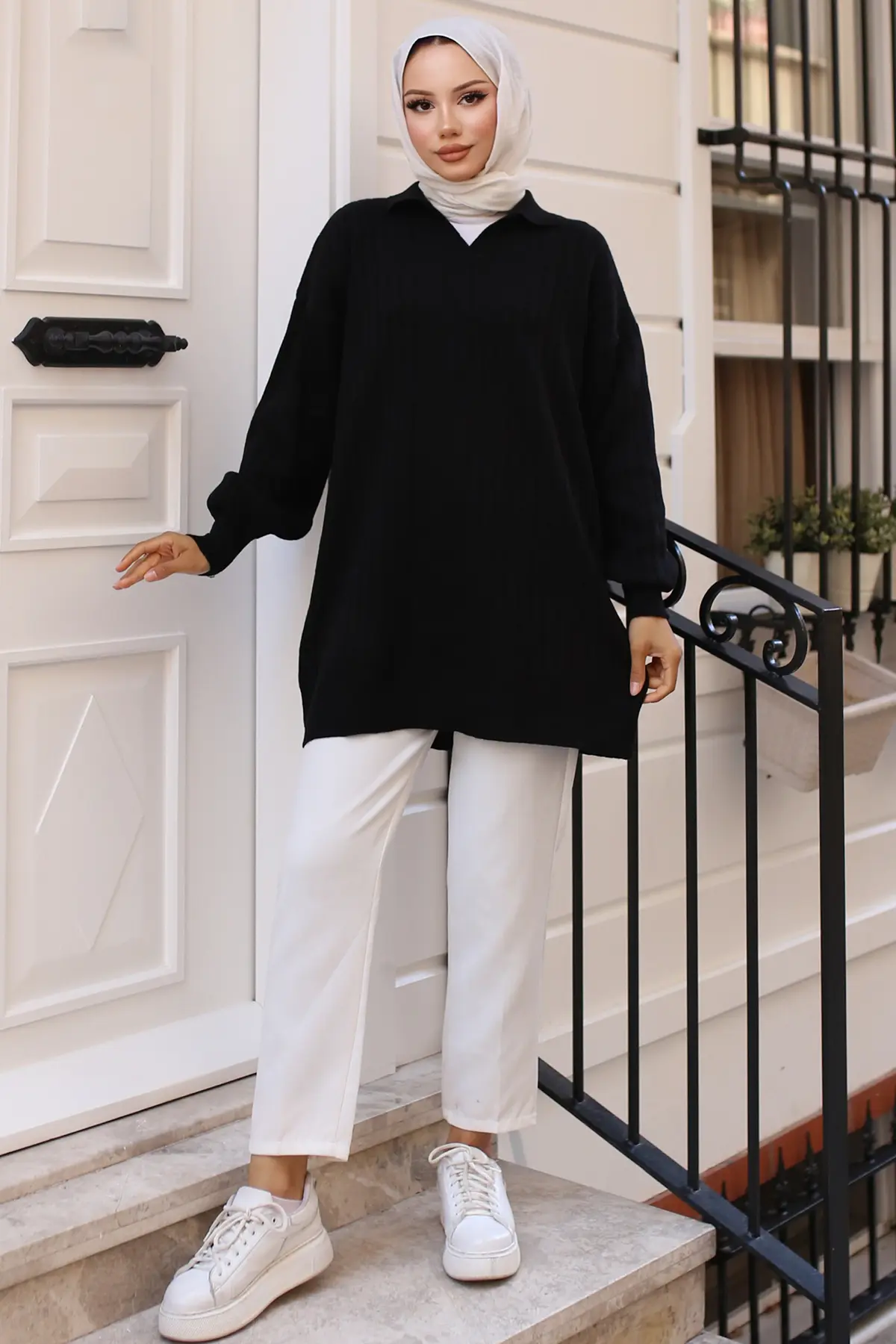 Ribbed Knitwear Tunic-detail