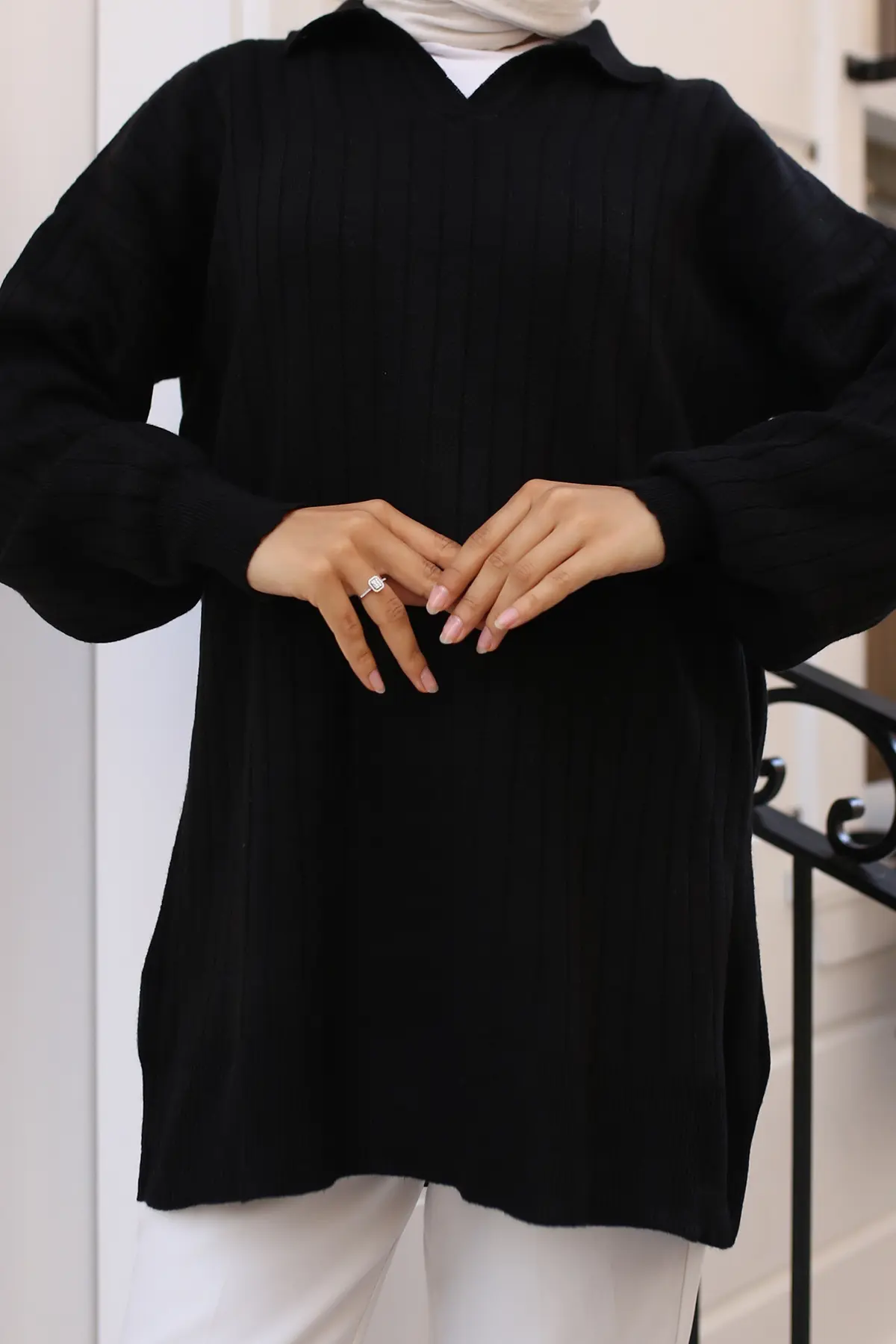 Ribbed Knitwear Tunic-detail