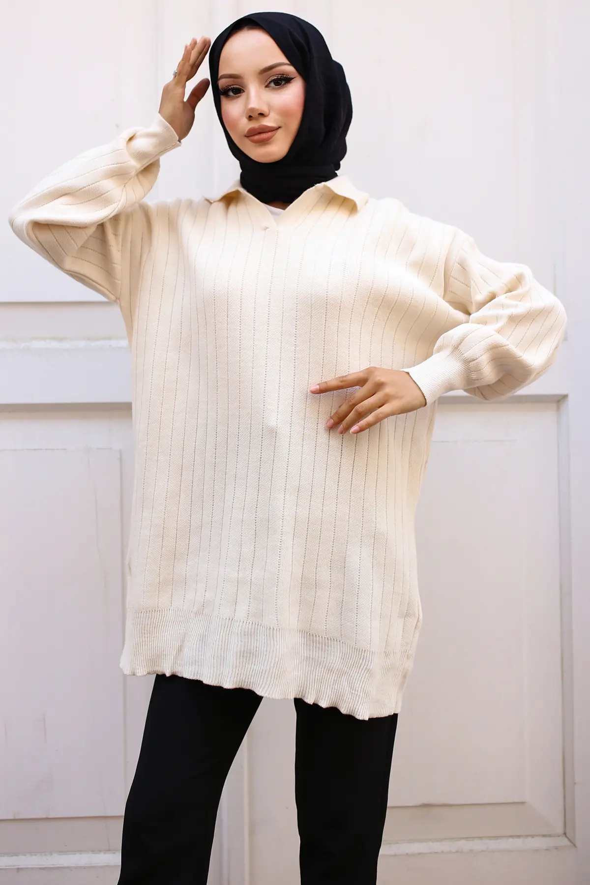 Ribbed Knitwear Tunic-detail