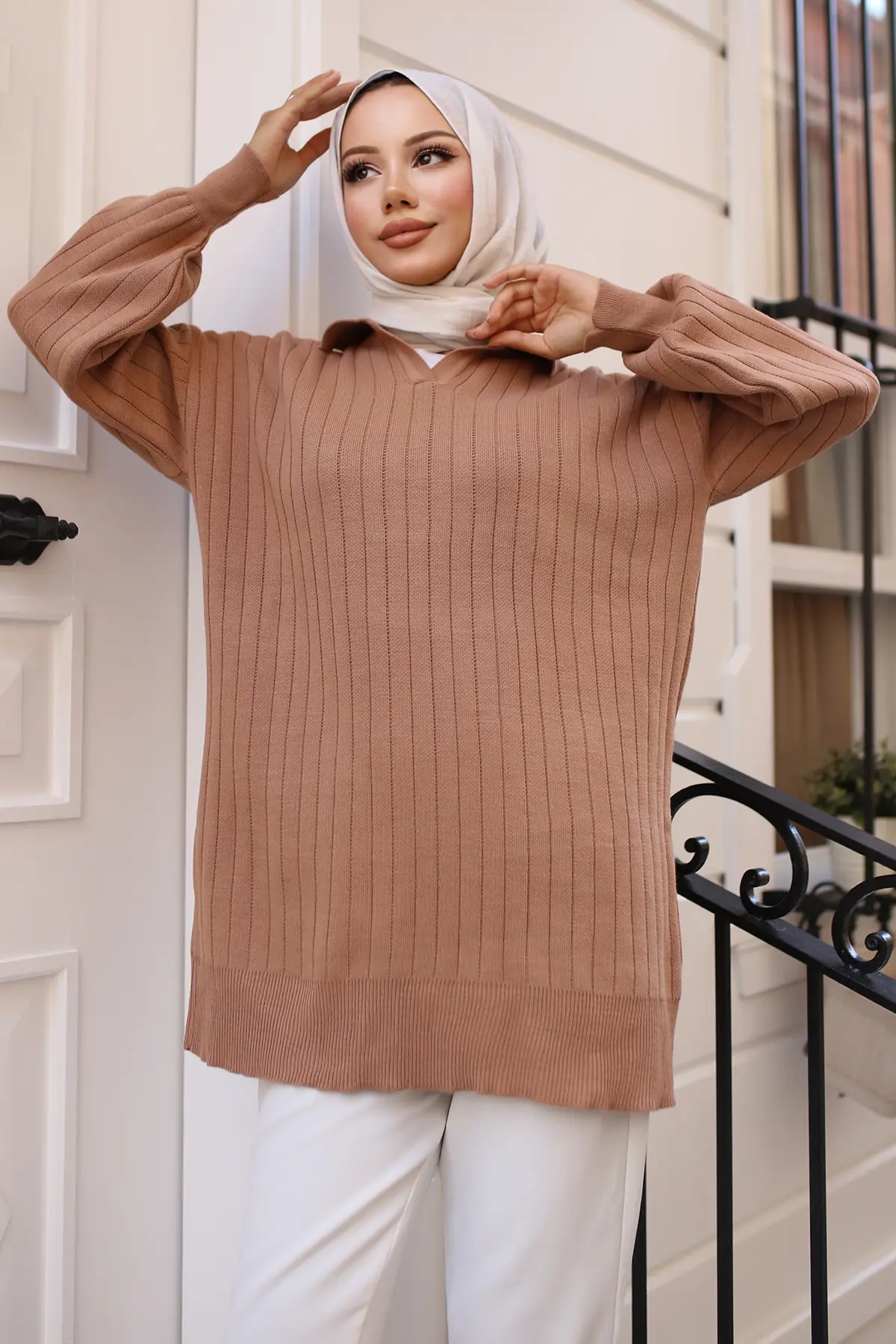 Ribbed Knitwear Tunic-detail