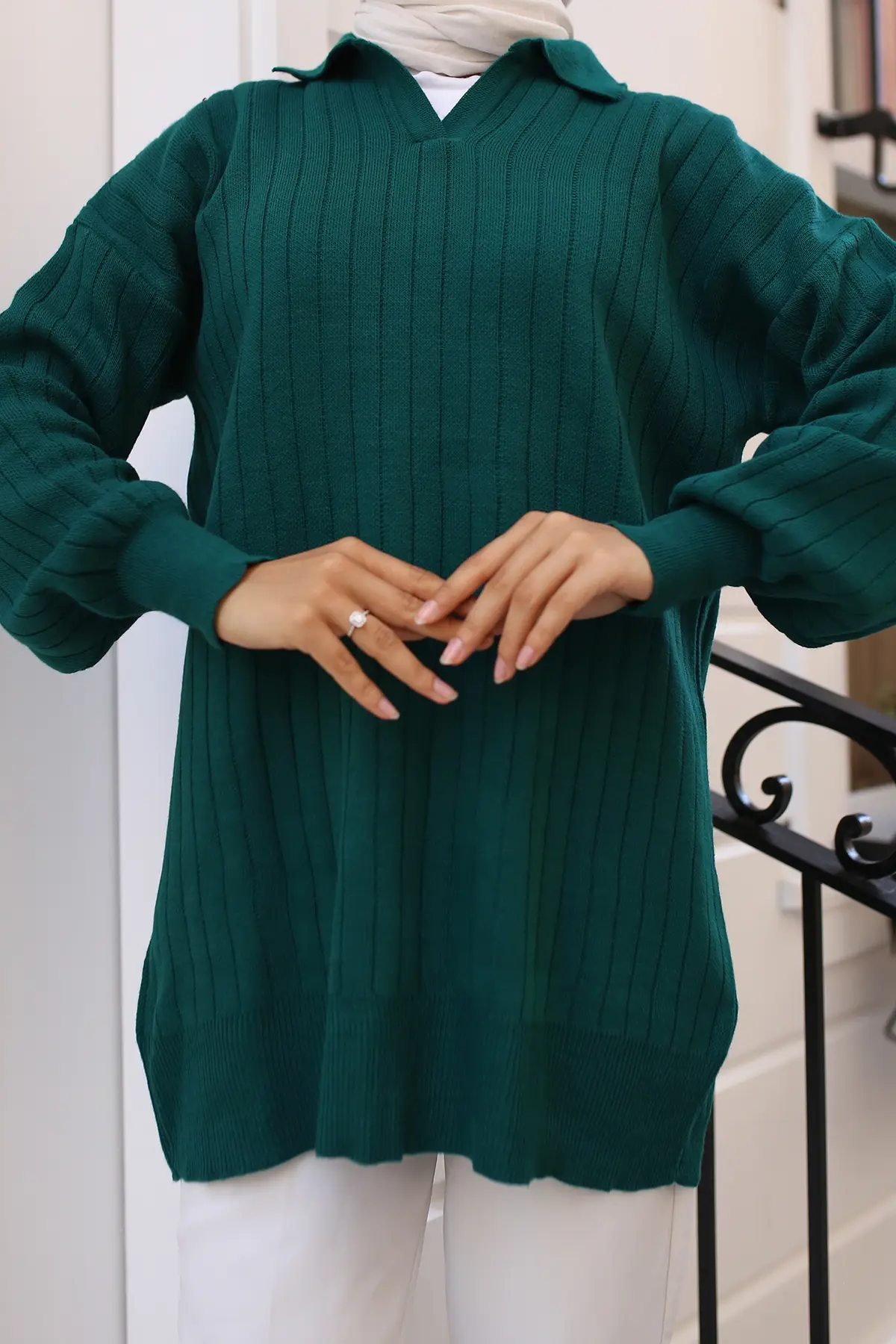 Ribbed Knitwear Tunic-detail