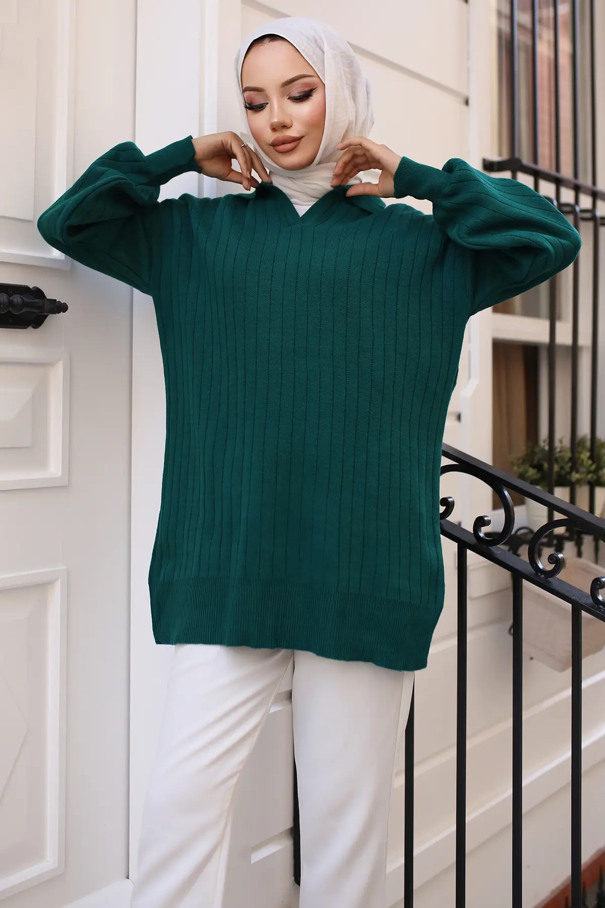 Ribbed Knitwear Tunic-detail