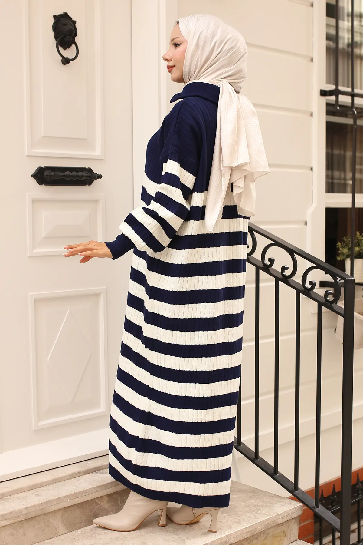 Ribbed Striped Knitwear Dress-detail