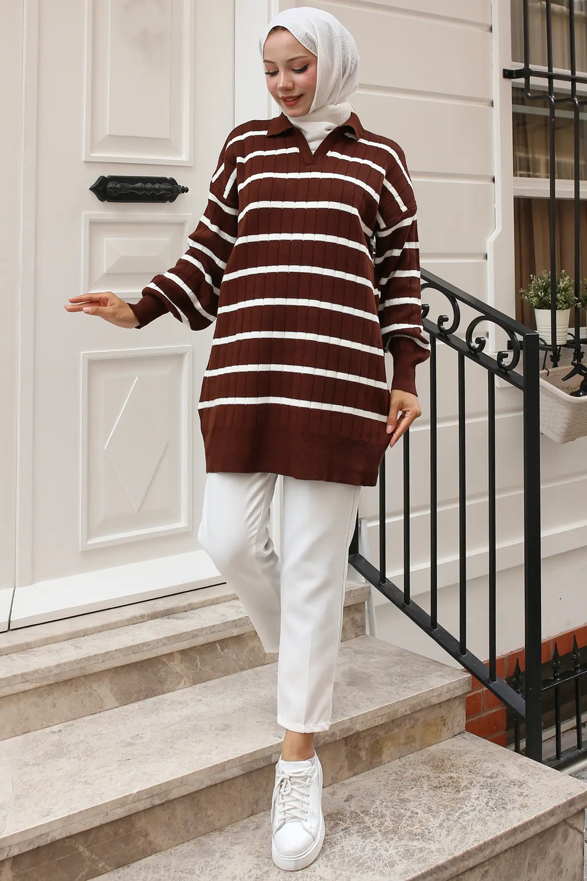 Ribbed Striped Sweater Tunic-detail