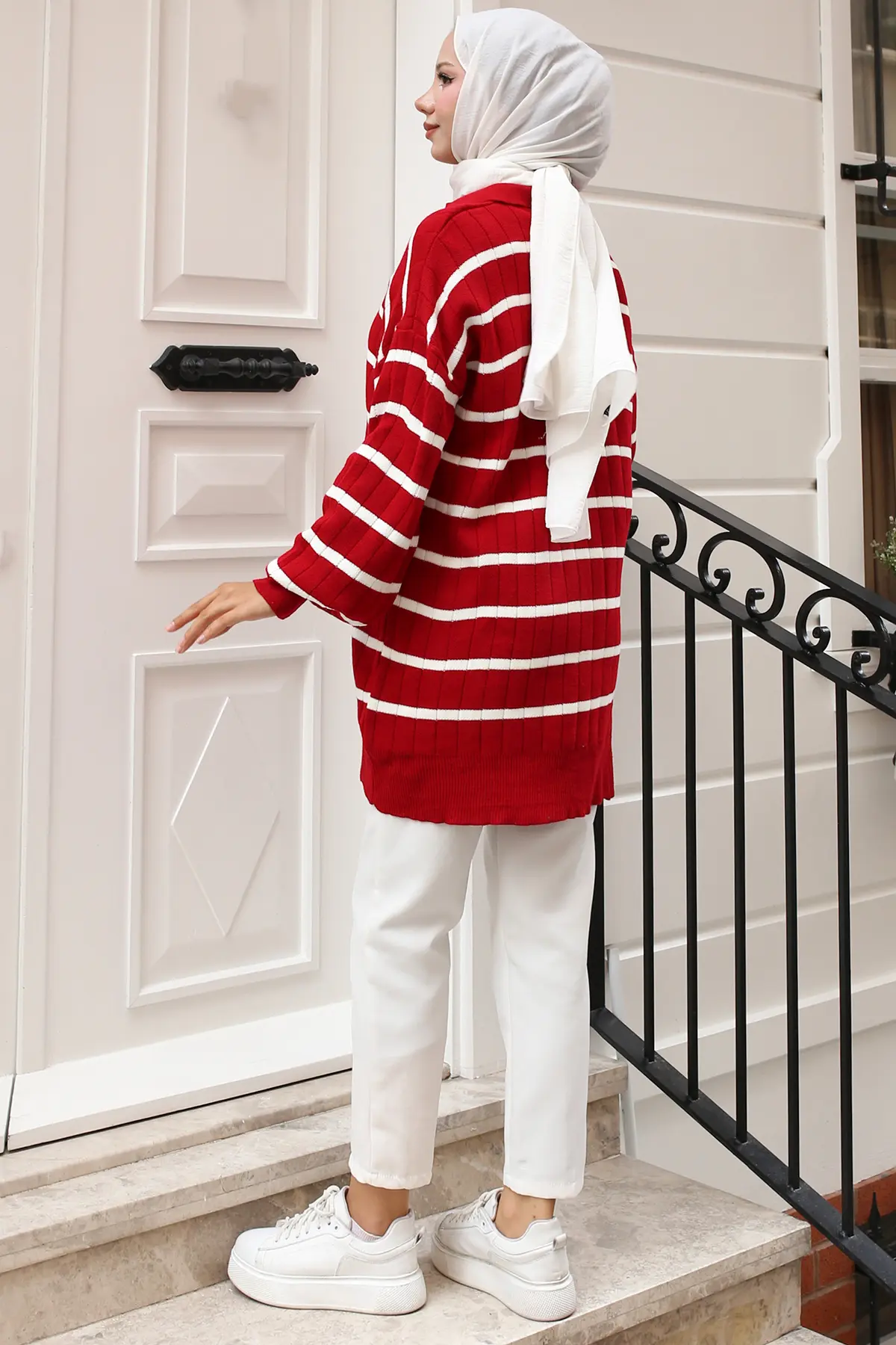 Ribbed Striped Sweater Tunic-detail