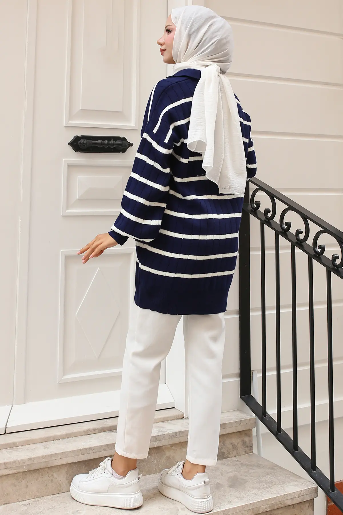 Ribbed Striped Sweater Tunic-detail