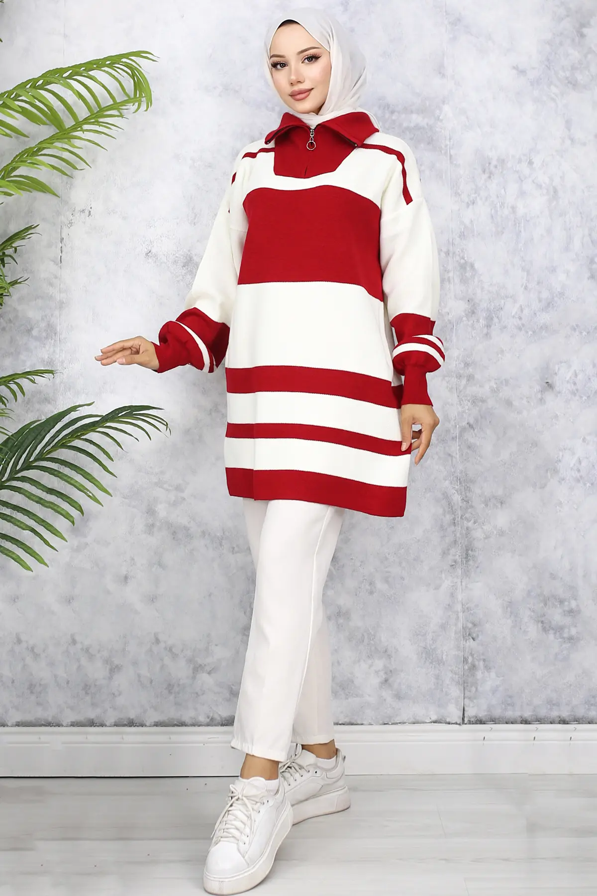 Sweater Tunic With Zipper Neck-detail