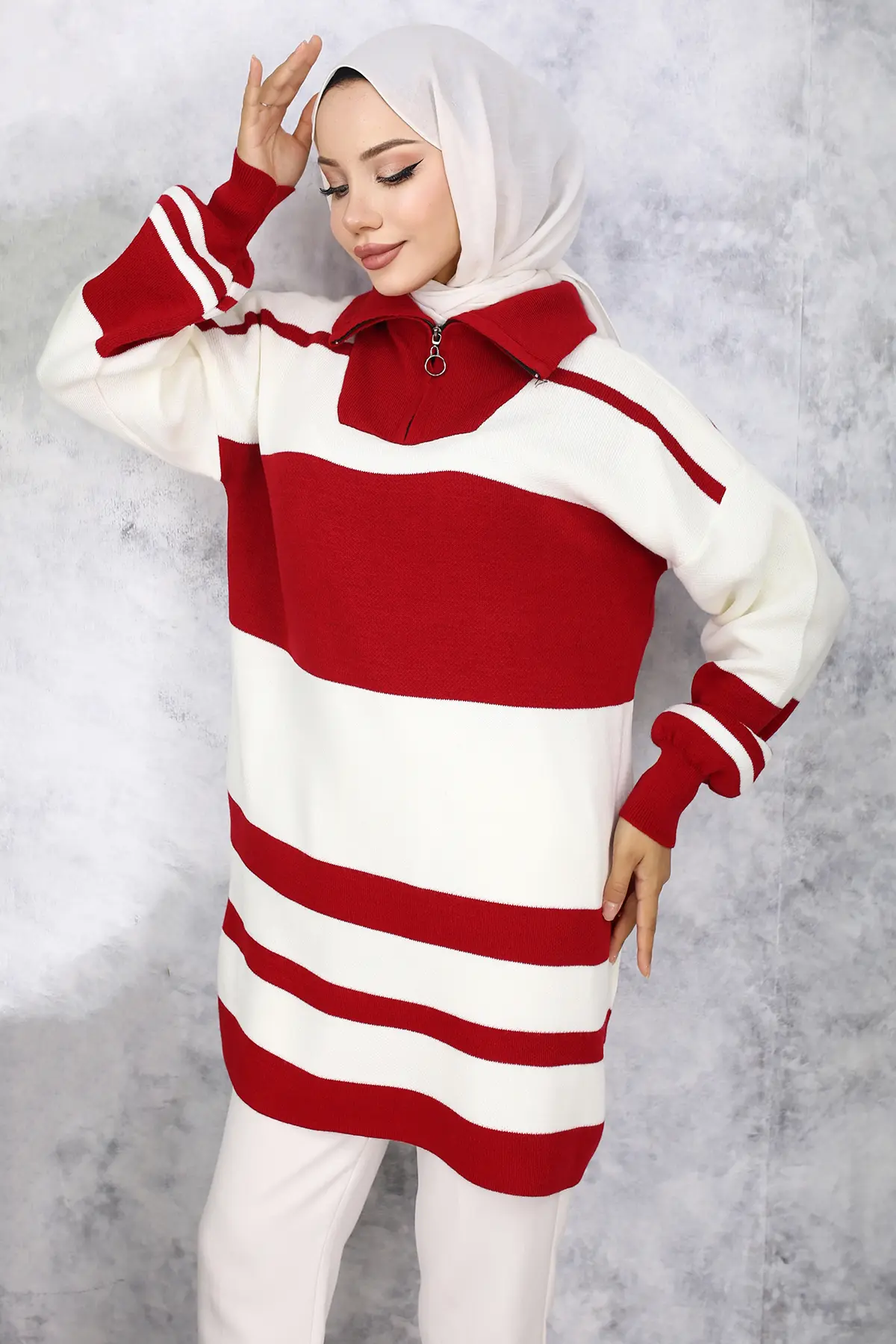 Sweater Tunic With Zipper Neck-detail