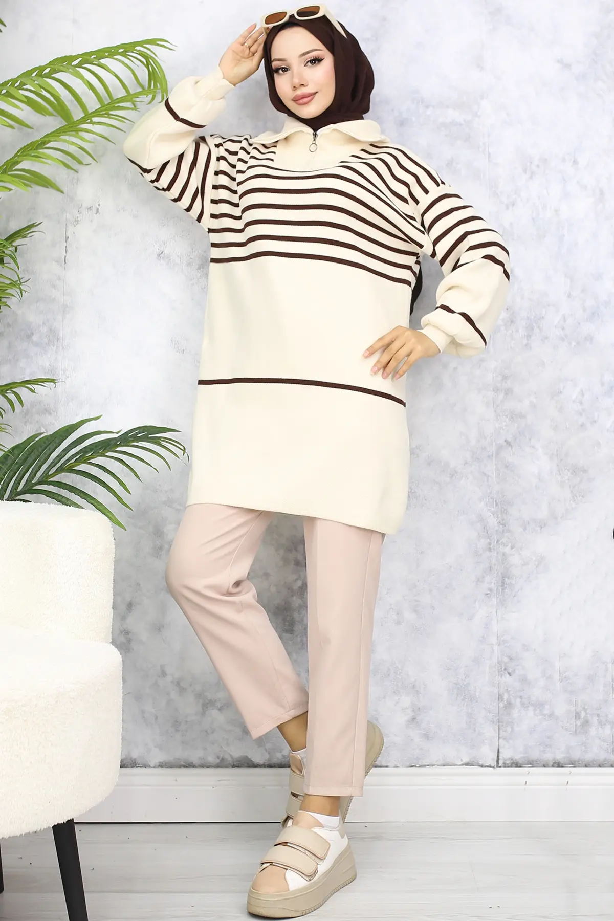 Striped Knitwear Tunic-detail