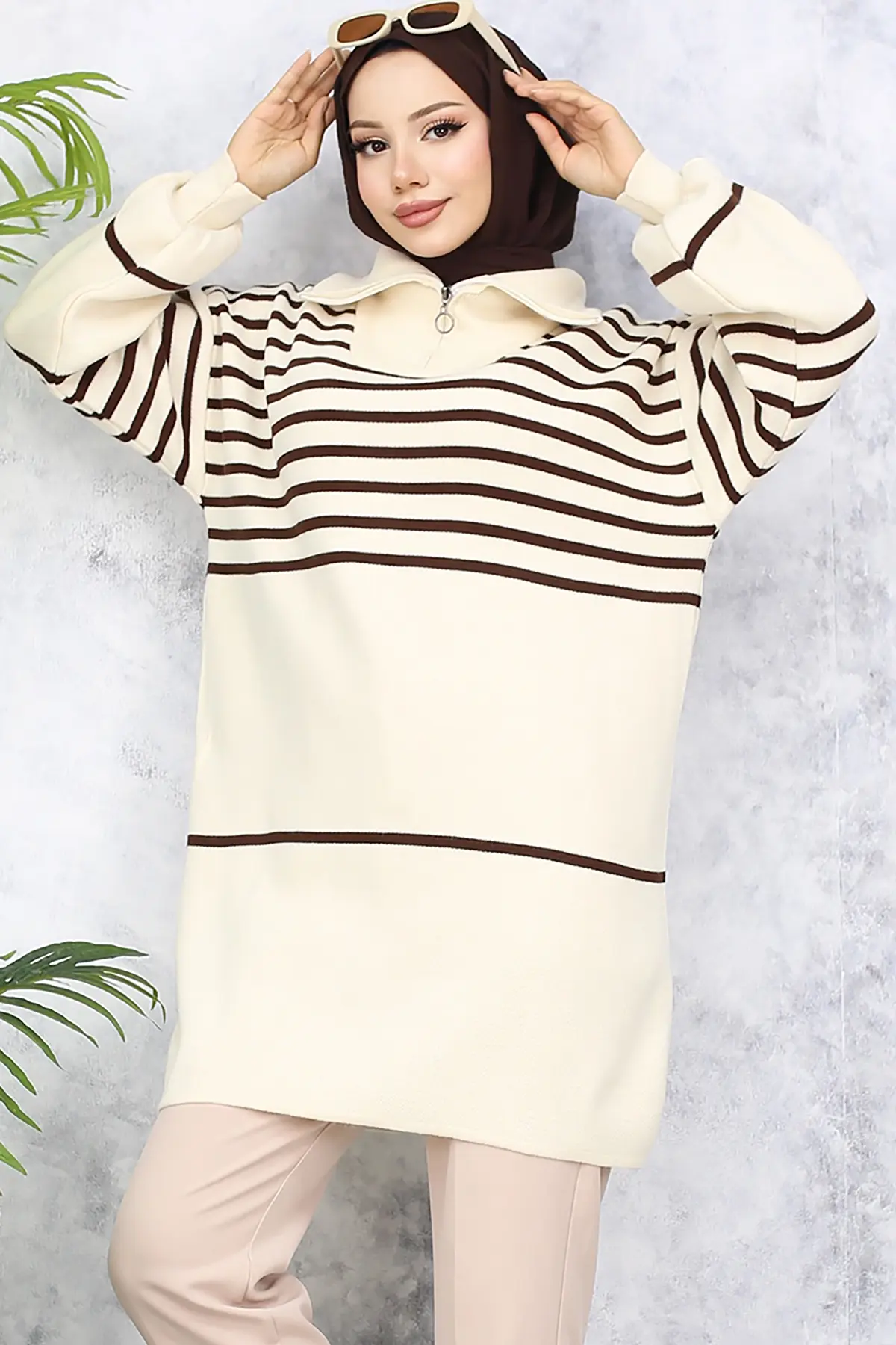 Striped Knitwear Tunic-detail