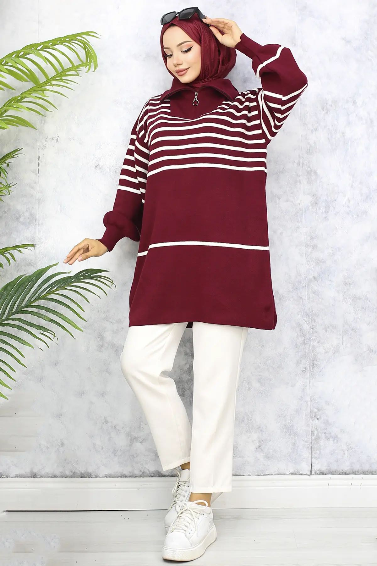 Striped Knitwear Tunic-detail