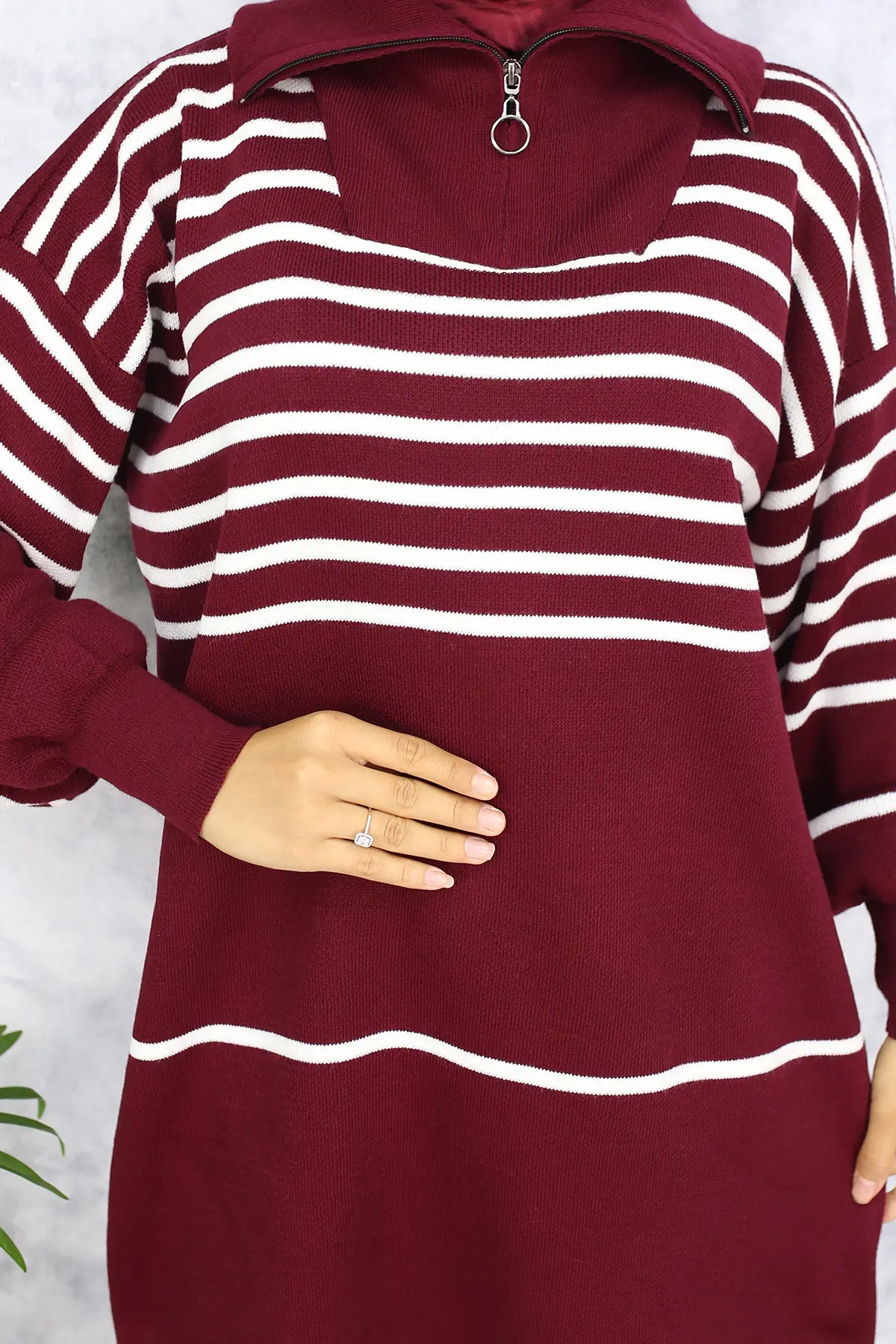 Striped Knitwear Tunic-detail