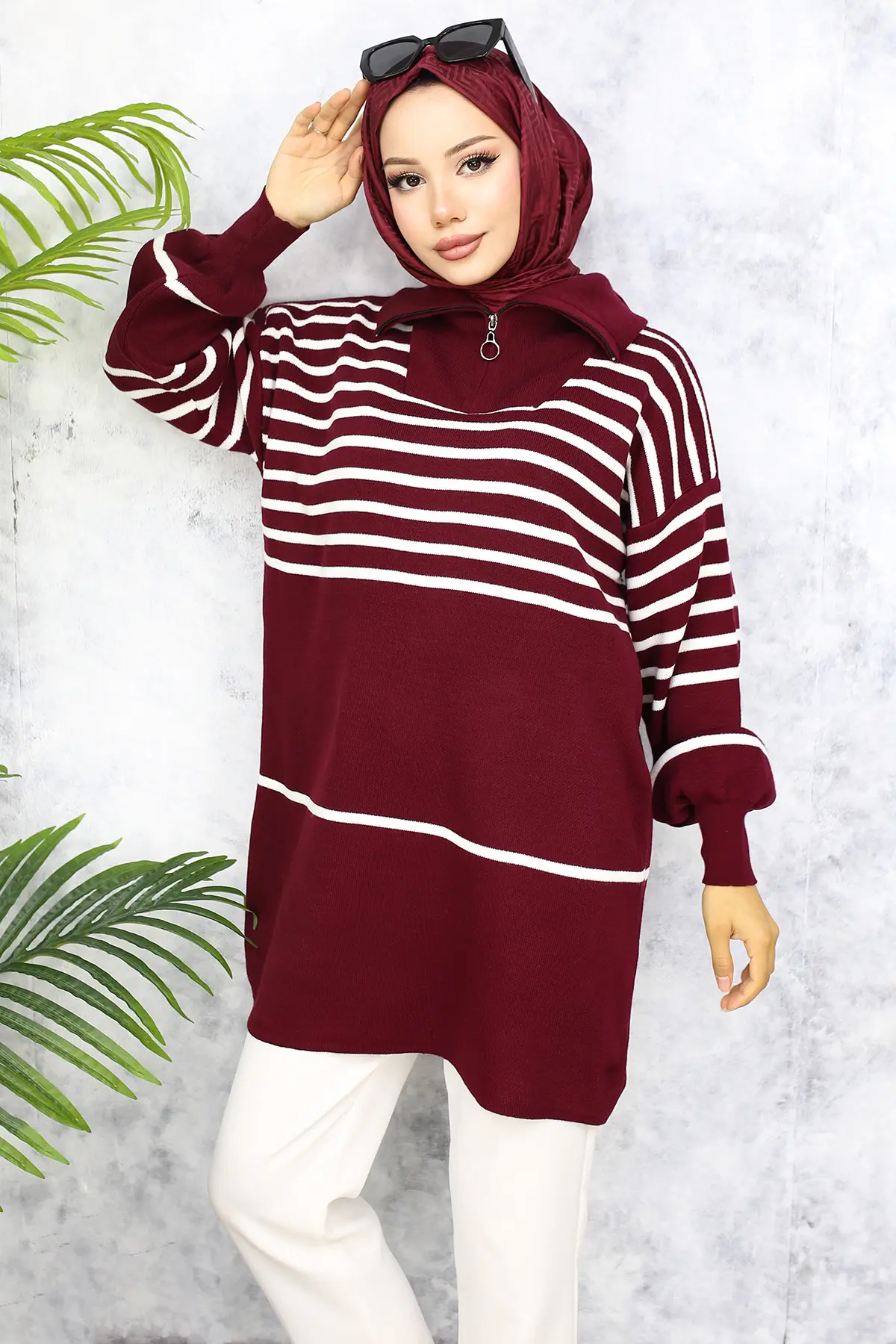 Striped Knitwear Tunic-detail