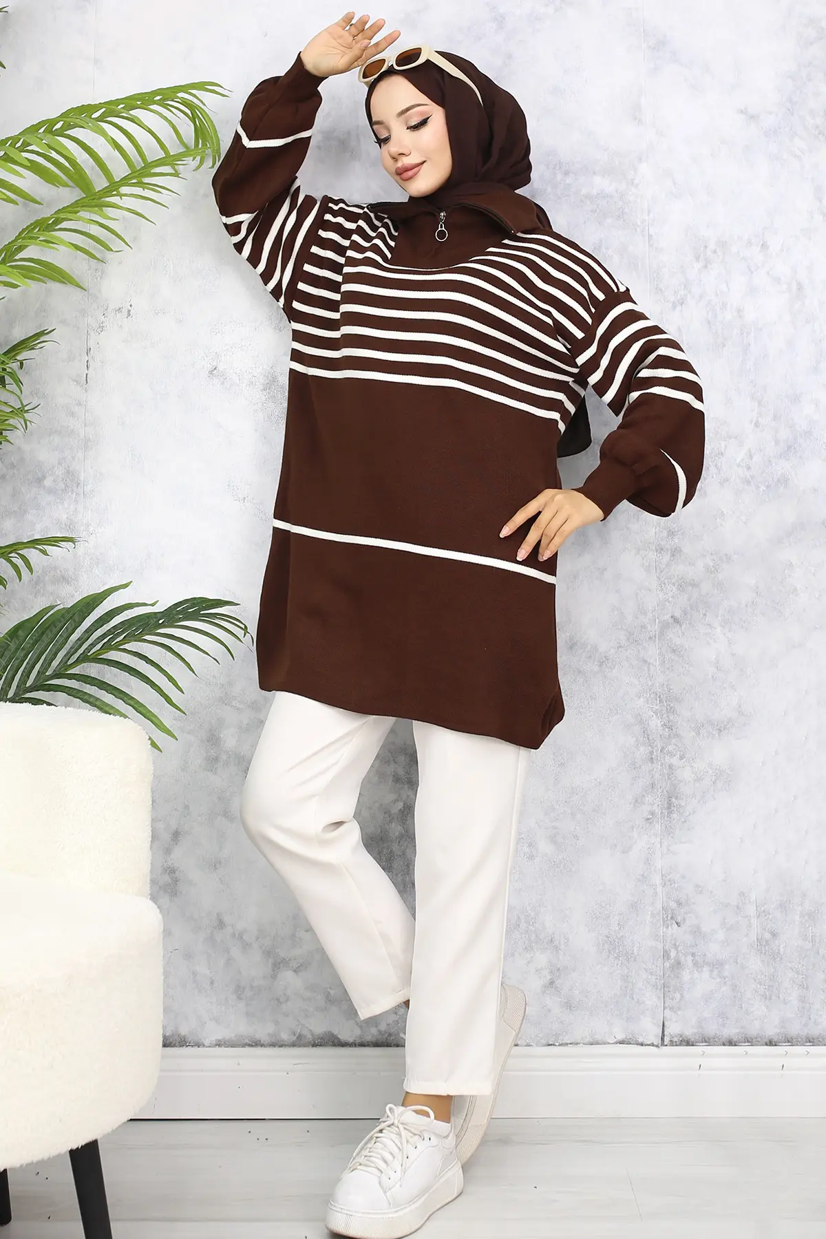 Striped Knitwear Tunic-detail