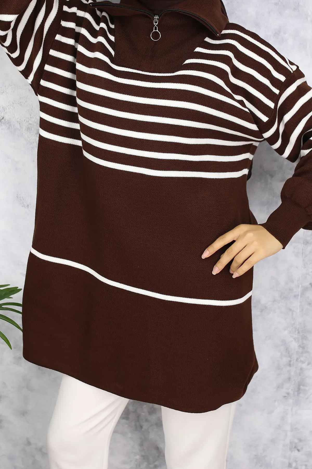 Striped Knitwear Tunic-detail
