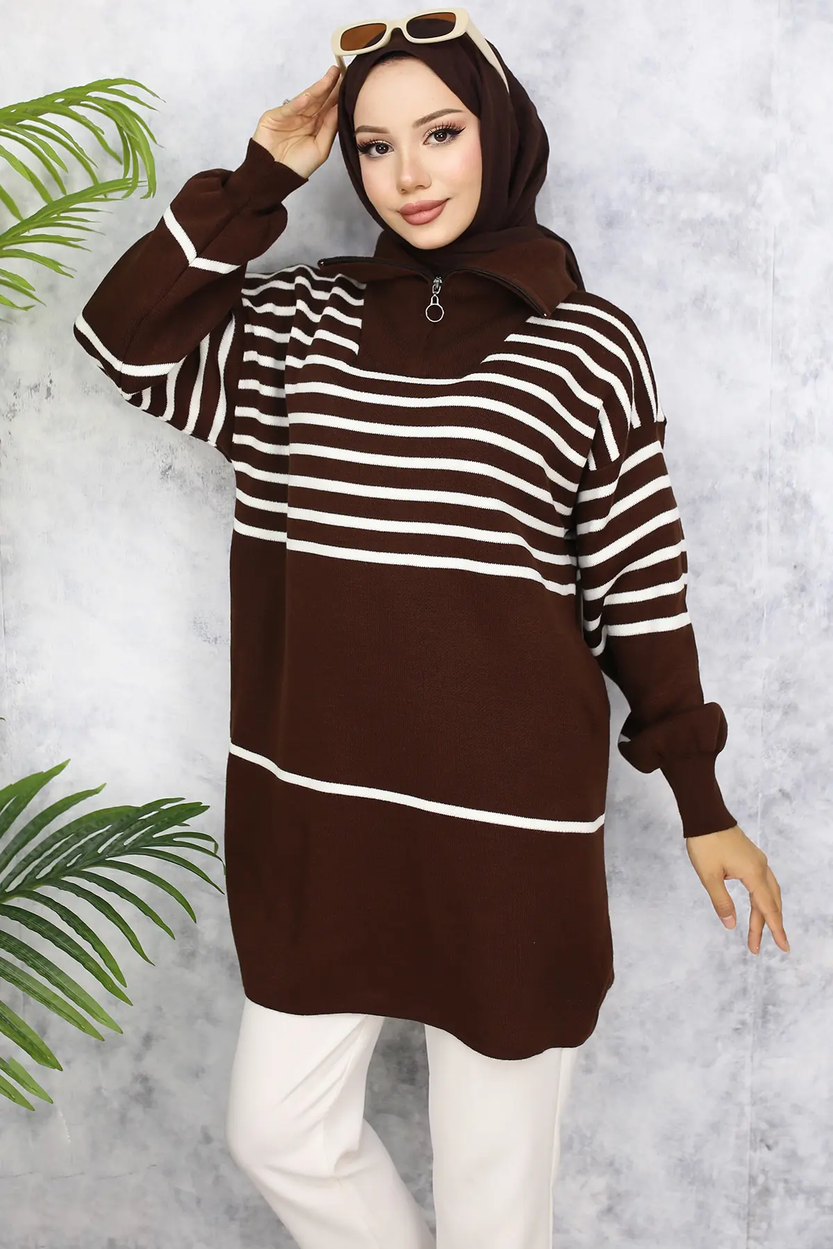 Striped Knitwear Tunic-detail